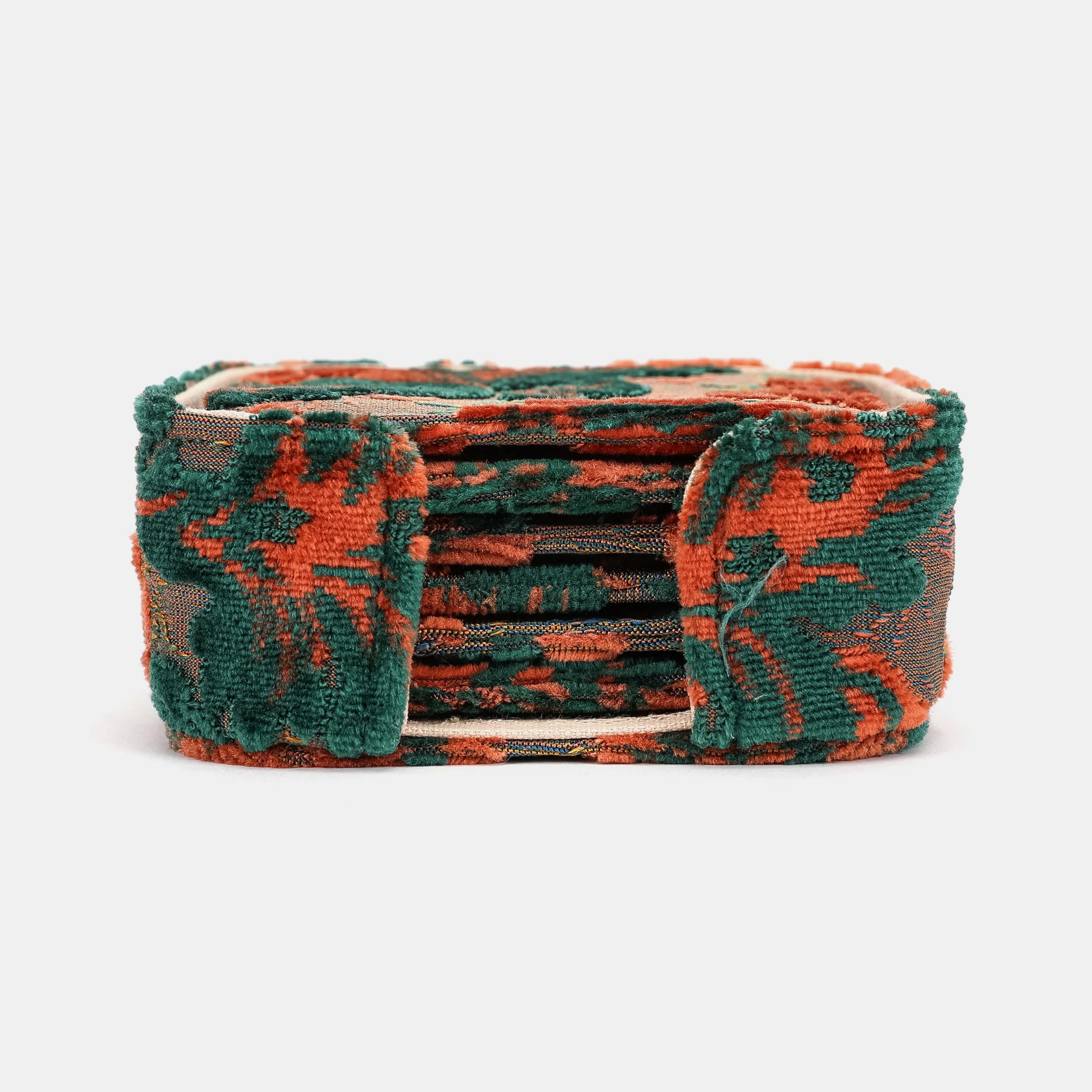 Burnout Velvet Revival Jade Square Coaster Set with Holder of America-Main