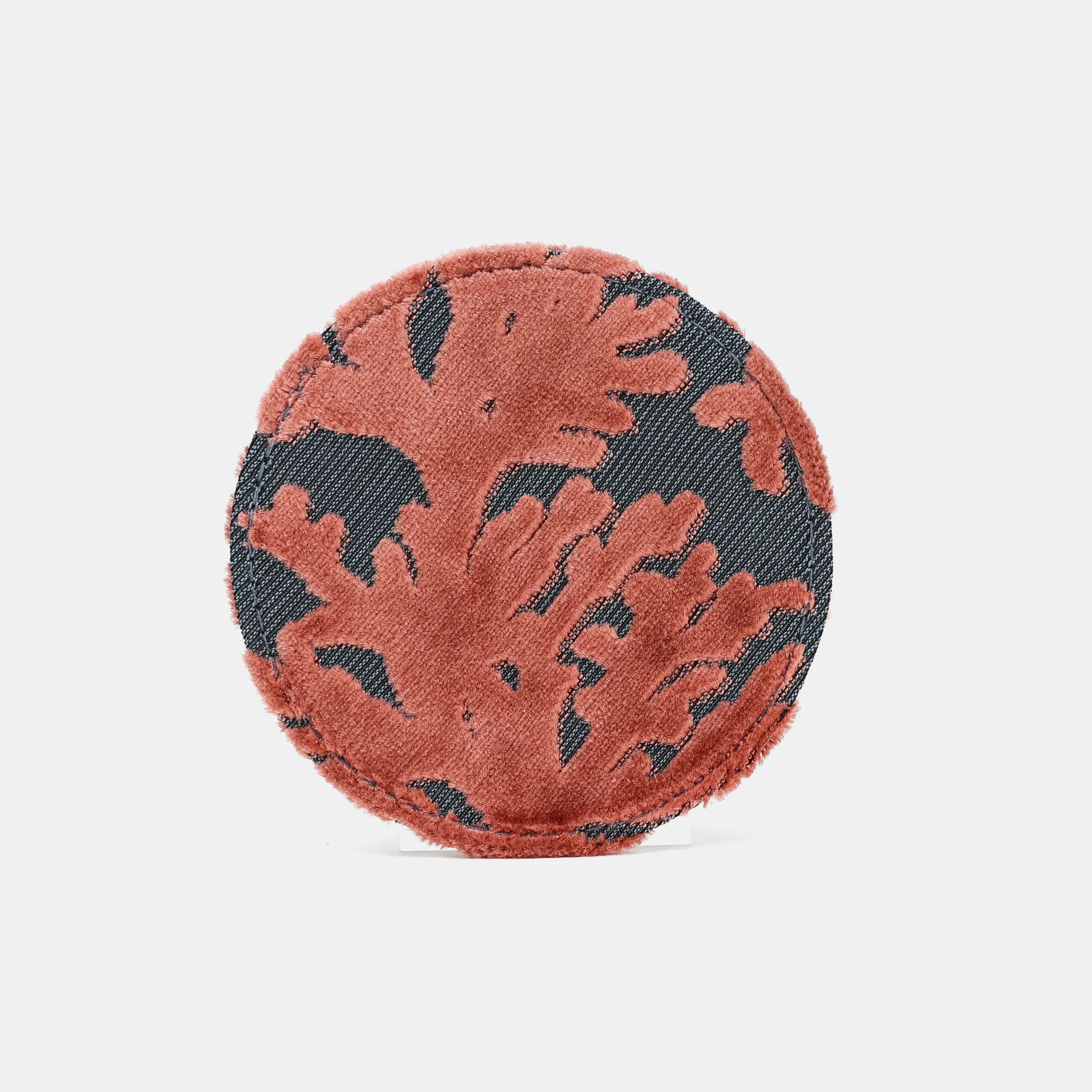 Burnout Velvet St Tropez Scuba Coral Round Coaster Set with Holder pattern