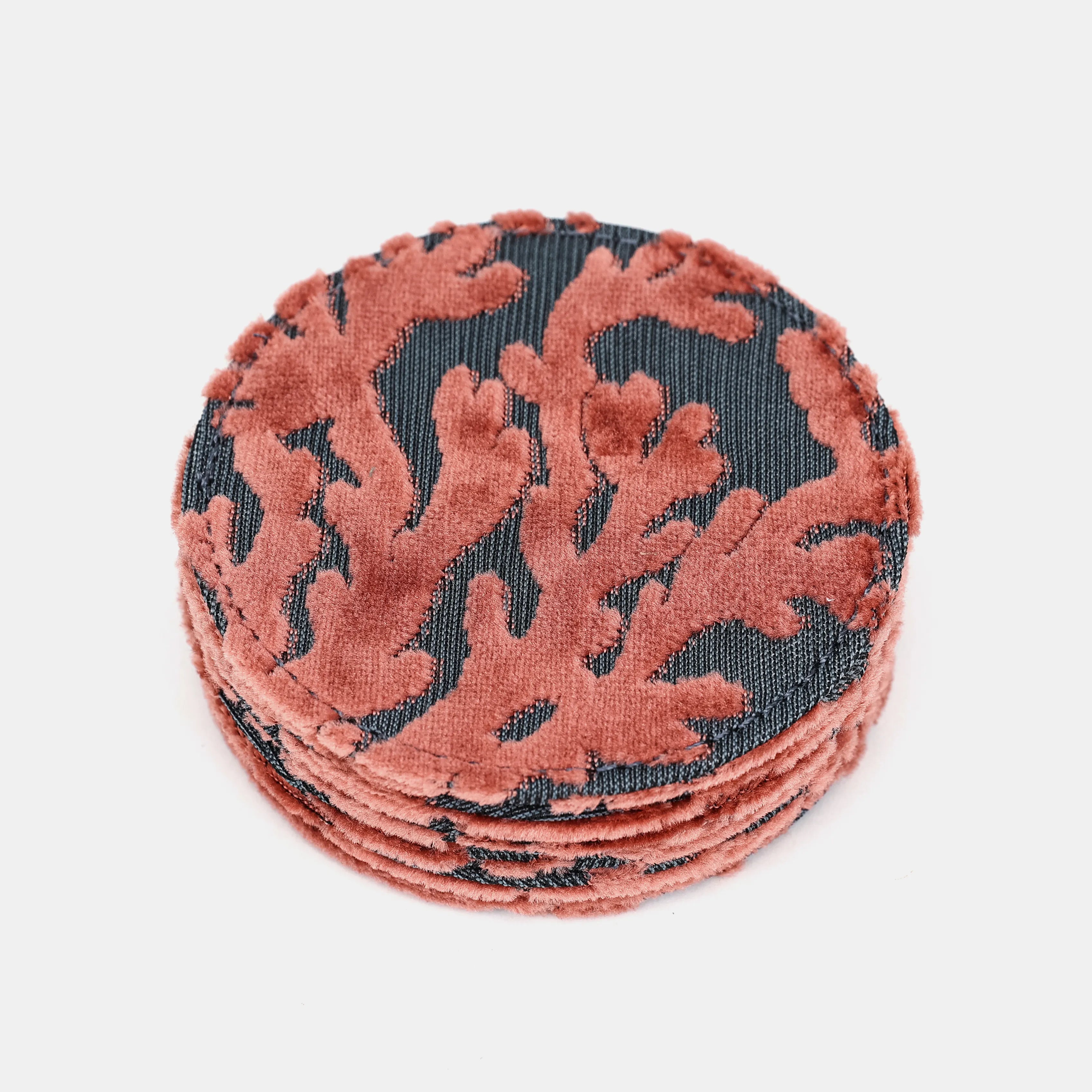 Burnout Velvet St Tropez Scuba Coral Round Coaster Set with Holder coasters