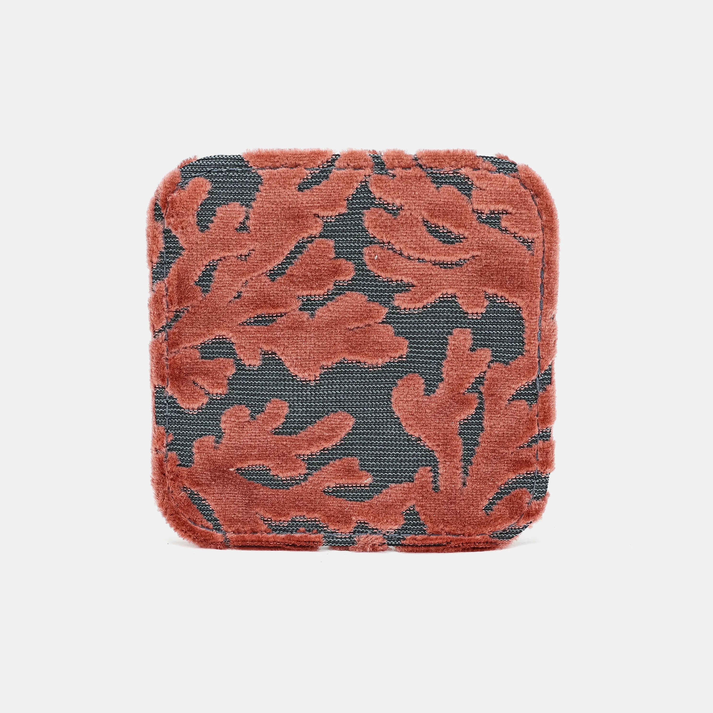 Burnout Velvet St Tropez Scuba Coral Square Coaster Set with Holder pattern
