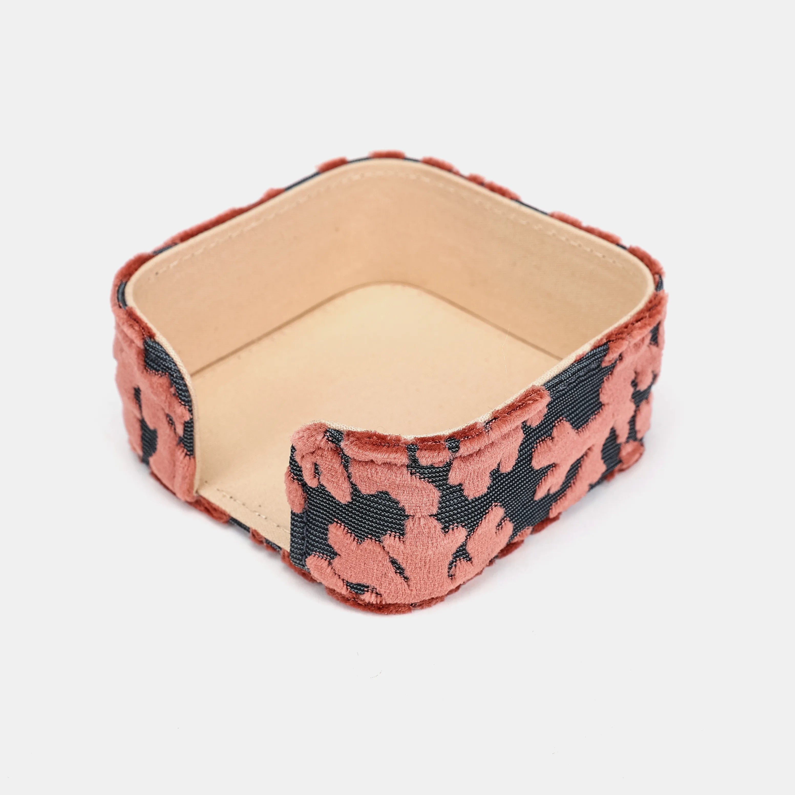 Burnout Velvet St Tropez Scuba Coral Square Coaster Set with Holder holder