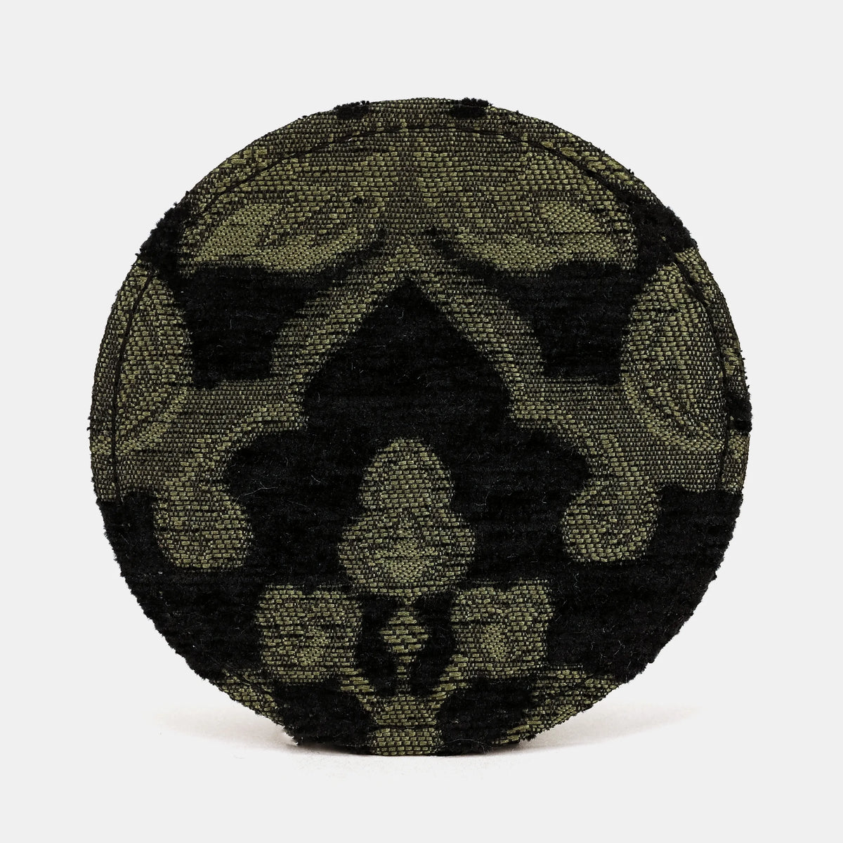 Victorian Blossom Black/Green Round Coaster Set with Holder pattern