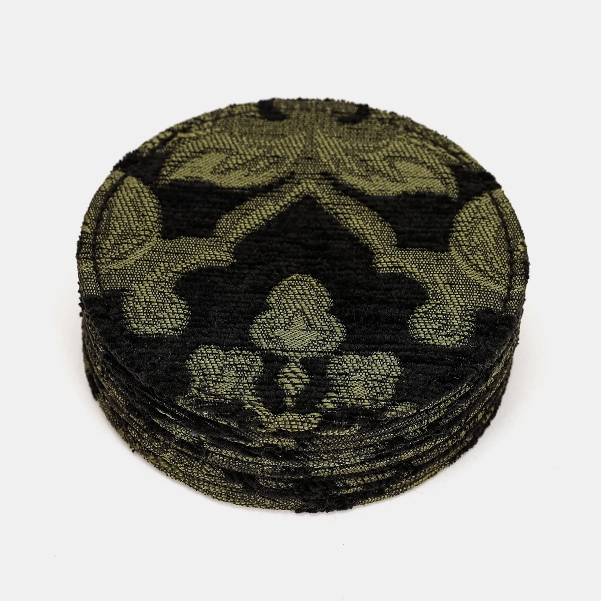 Victorian Blossom Black/Green Round Coaster Set with Holder coasters