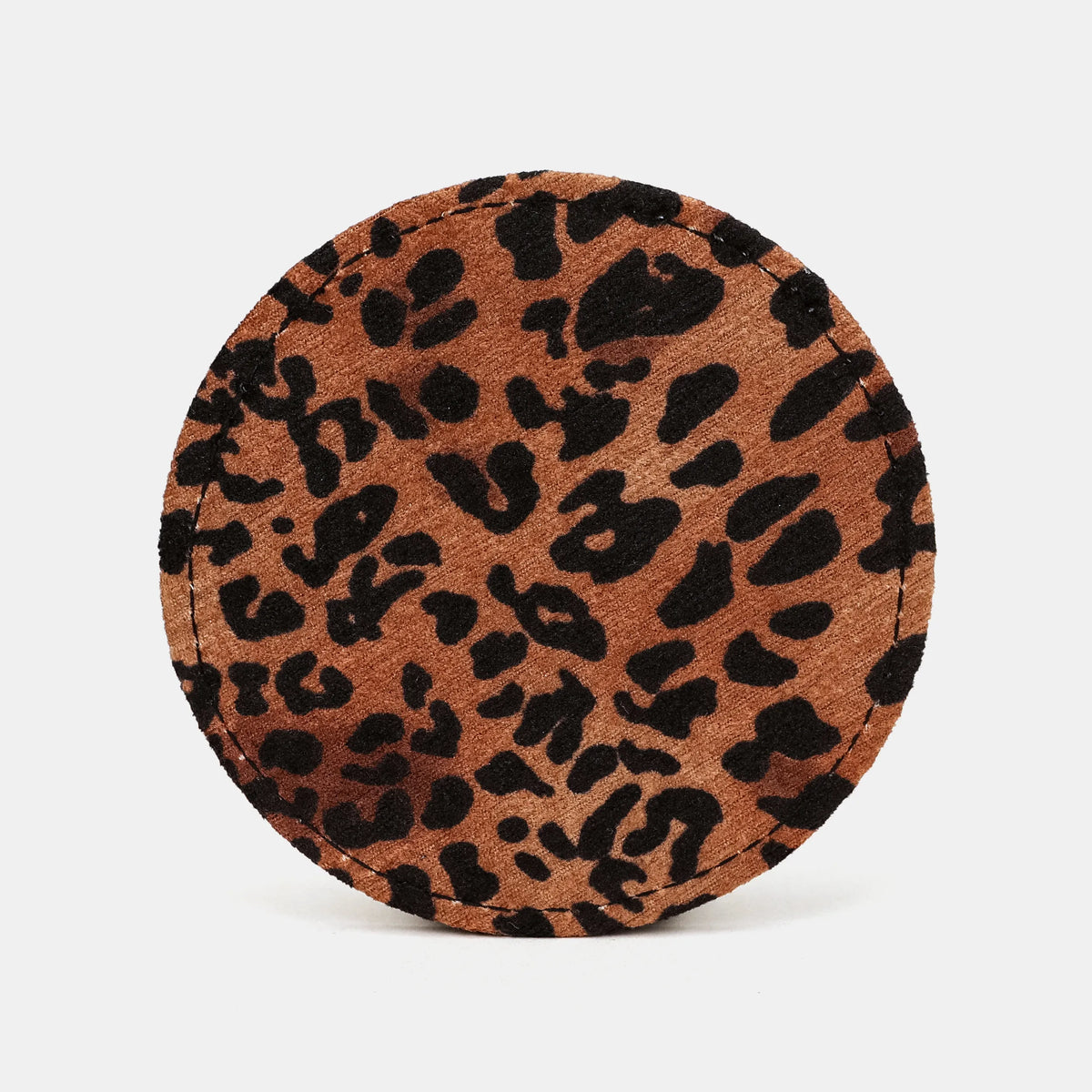 Leopard Classic Round Coaster Set with Holder of America face