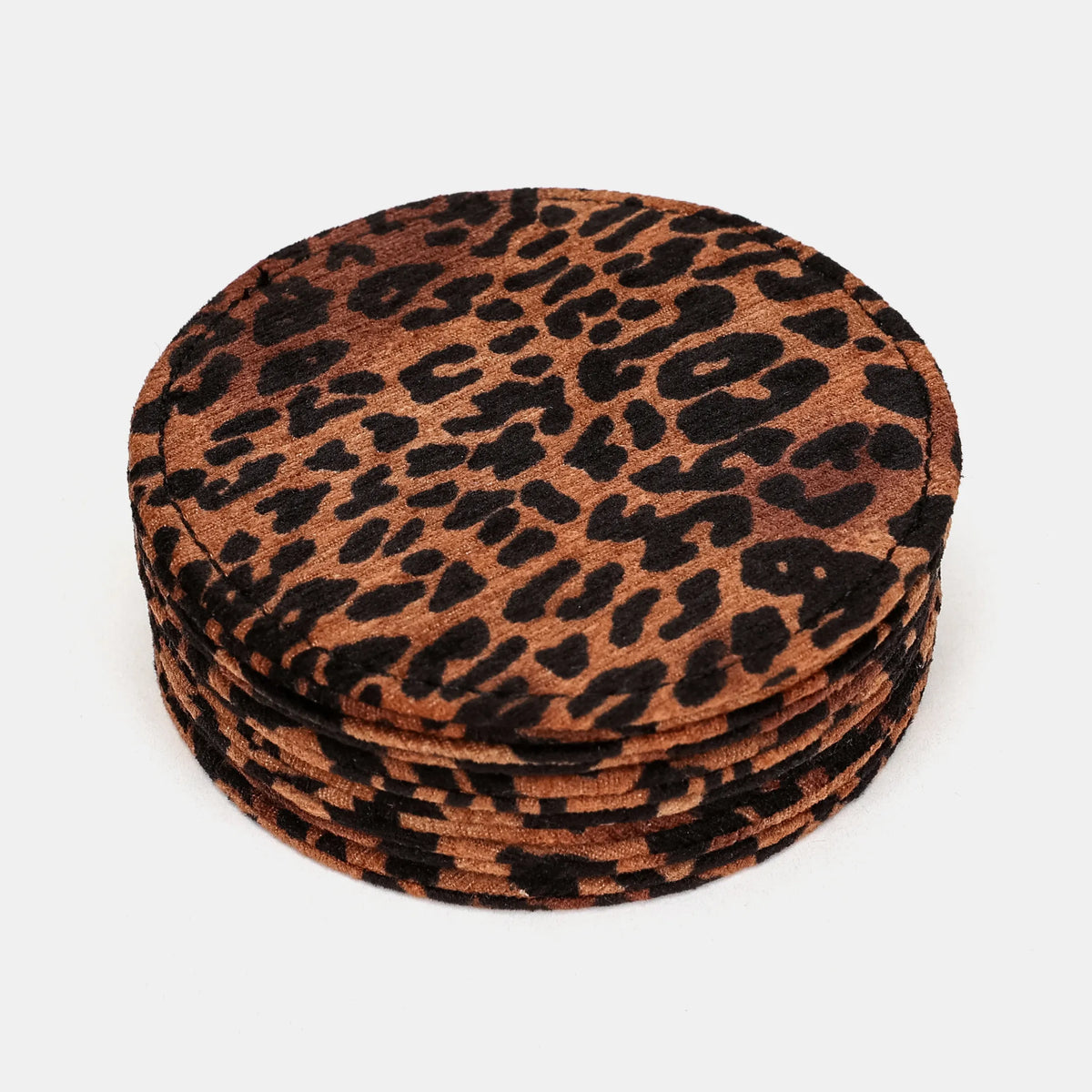Leopard Classic Round Coaster Set with Holder of America coasters