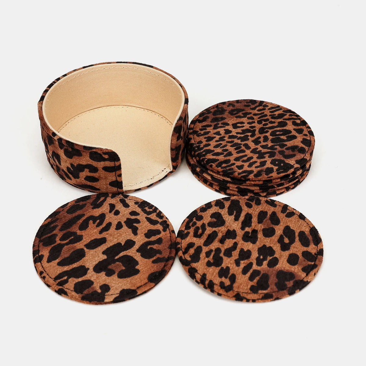 Leopard Classic Round Coaster Set with Holder of America main