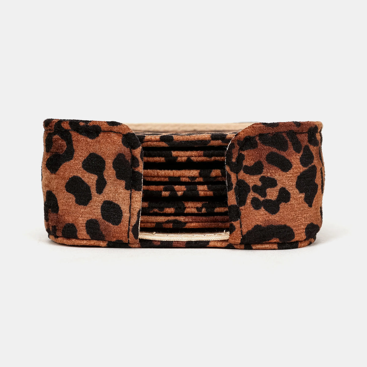 Leopard Classic Square Coaster Set with Holder of America front