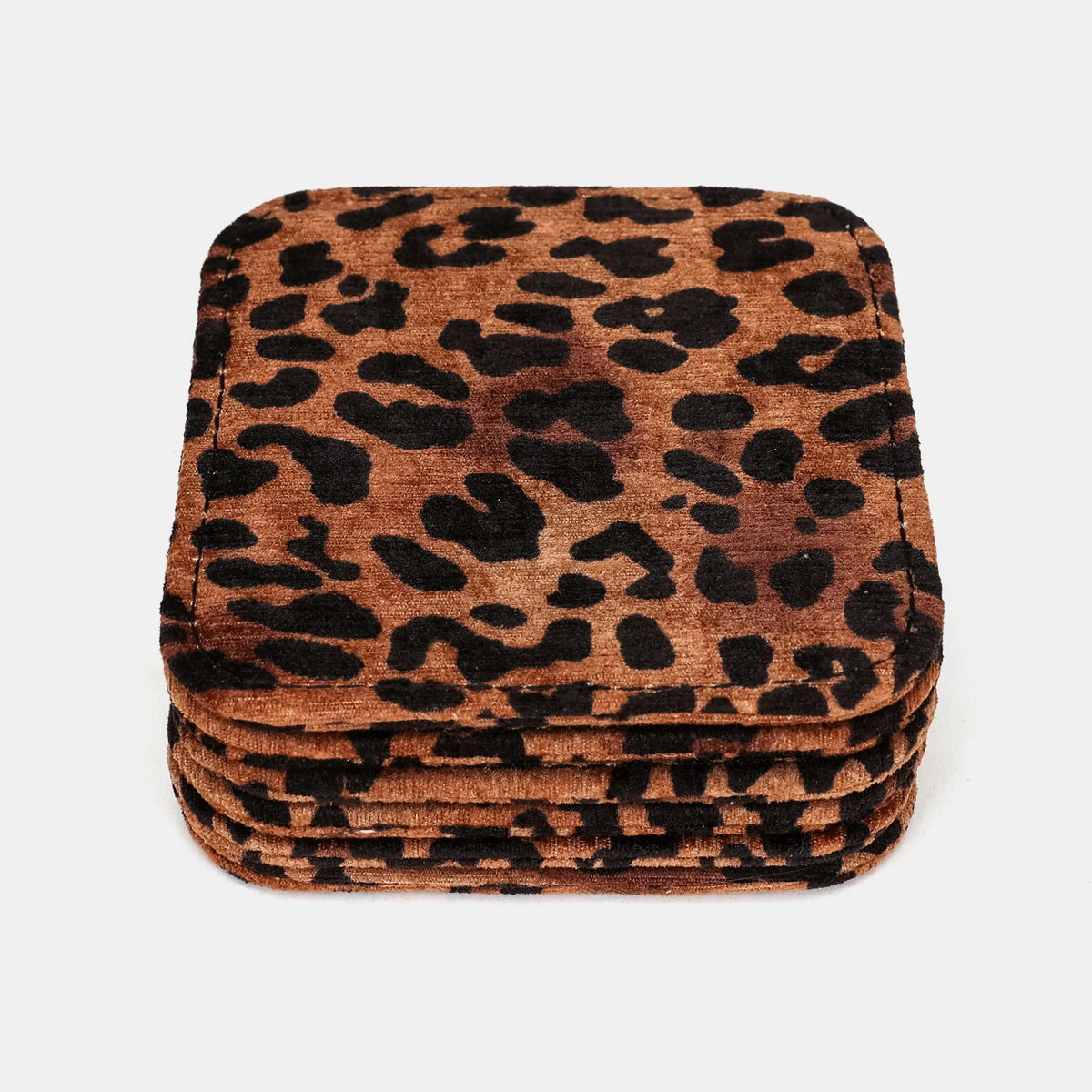 Leopard Classic Square Coaster Set with Holder of America coasters