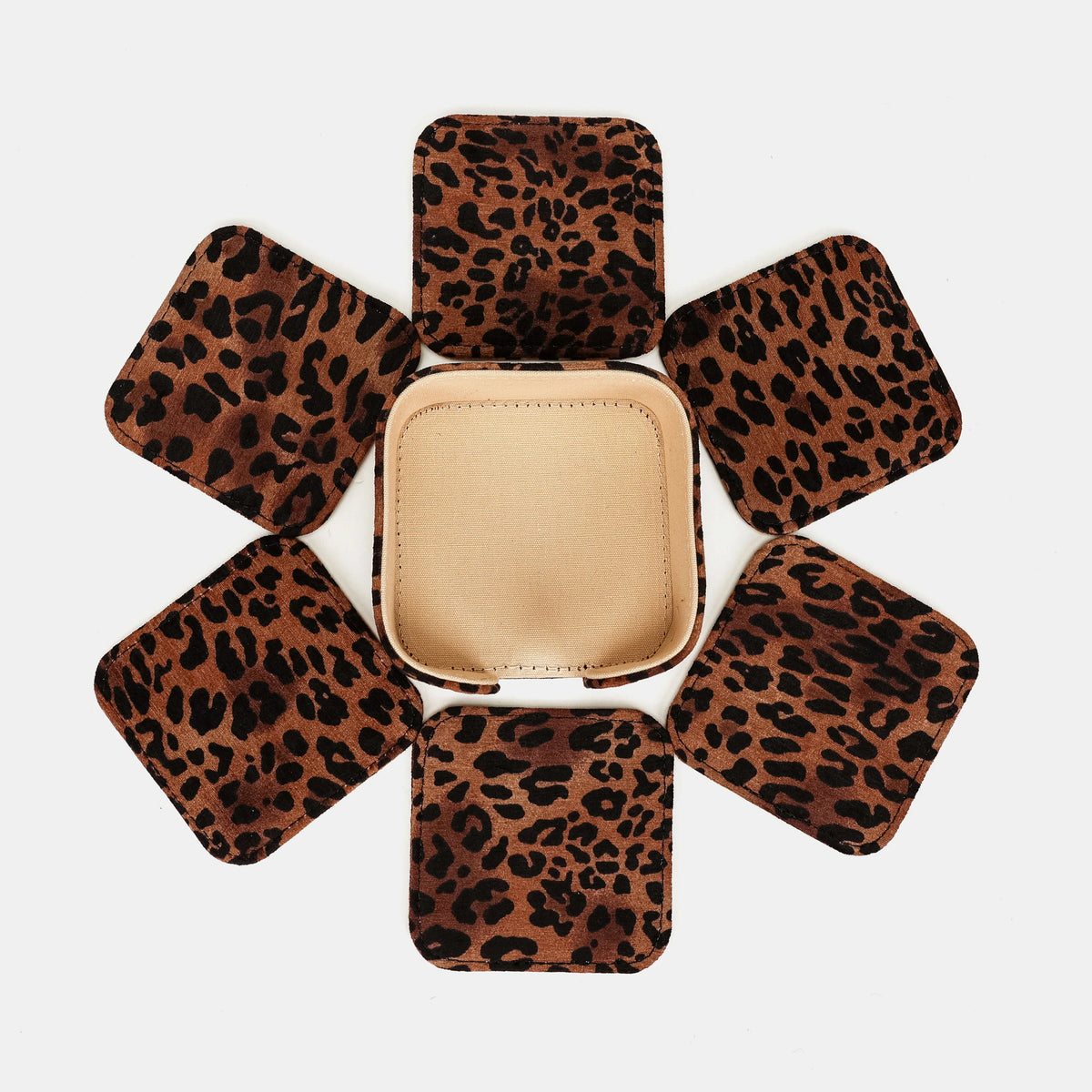 Leopard Classic Square Coaster Set with Holder of America set