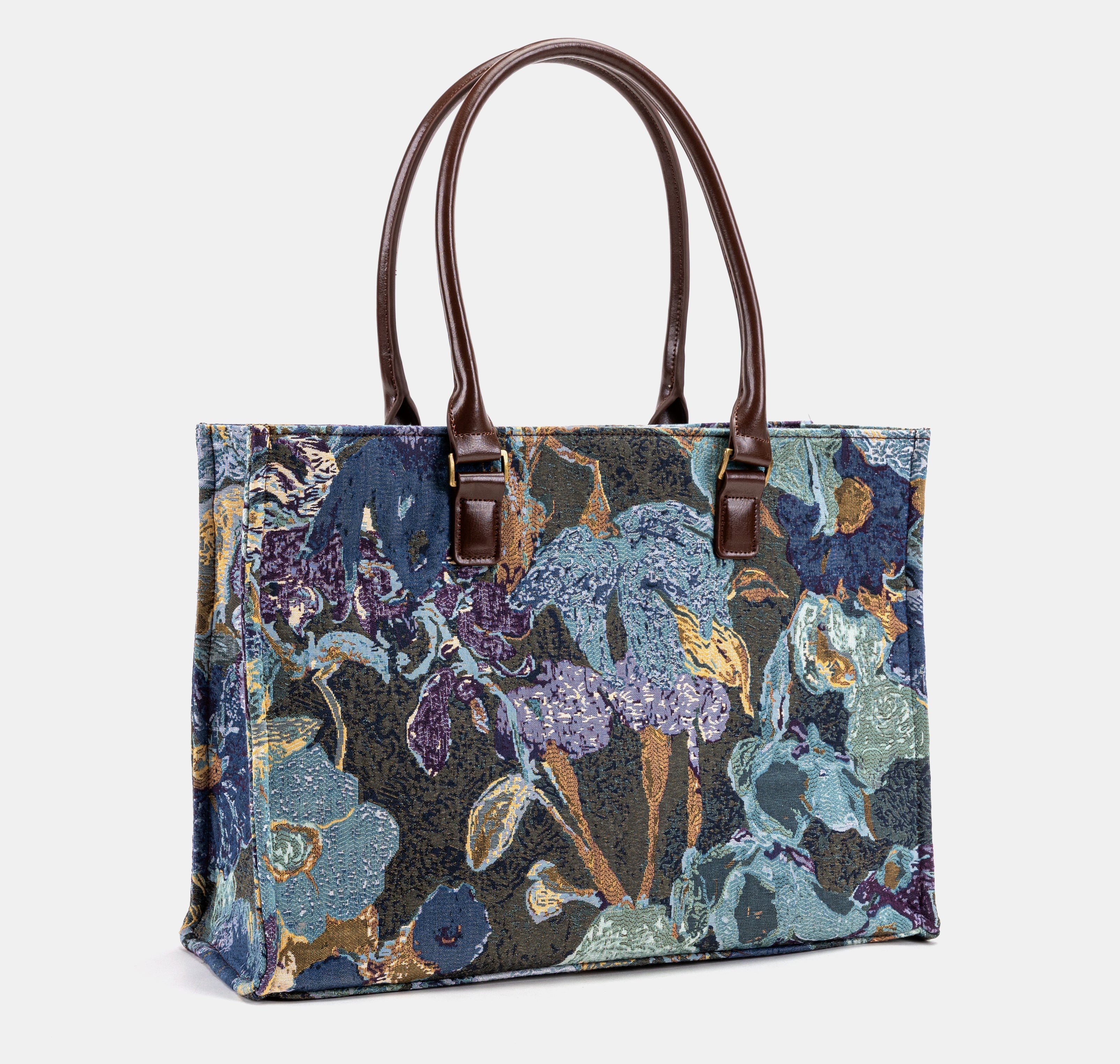 Abstract Blue Laptop Work Tote of America front side