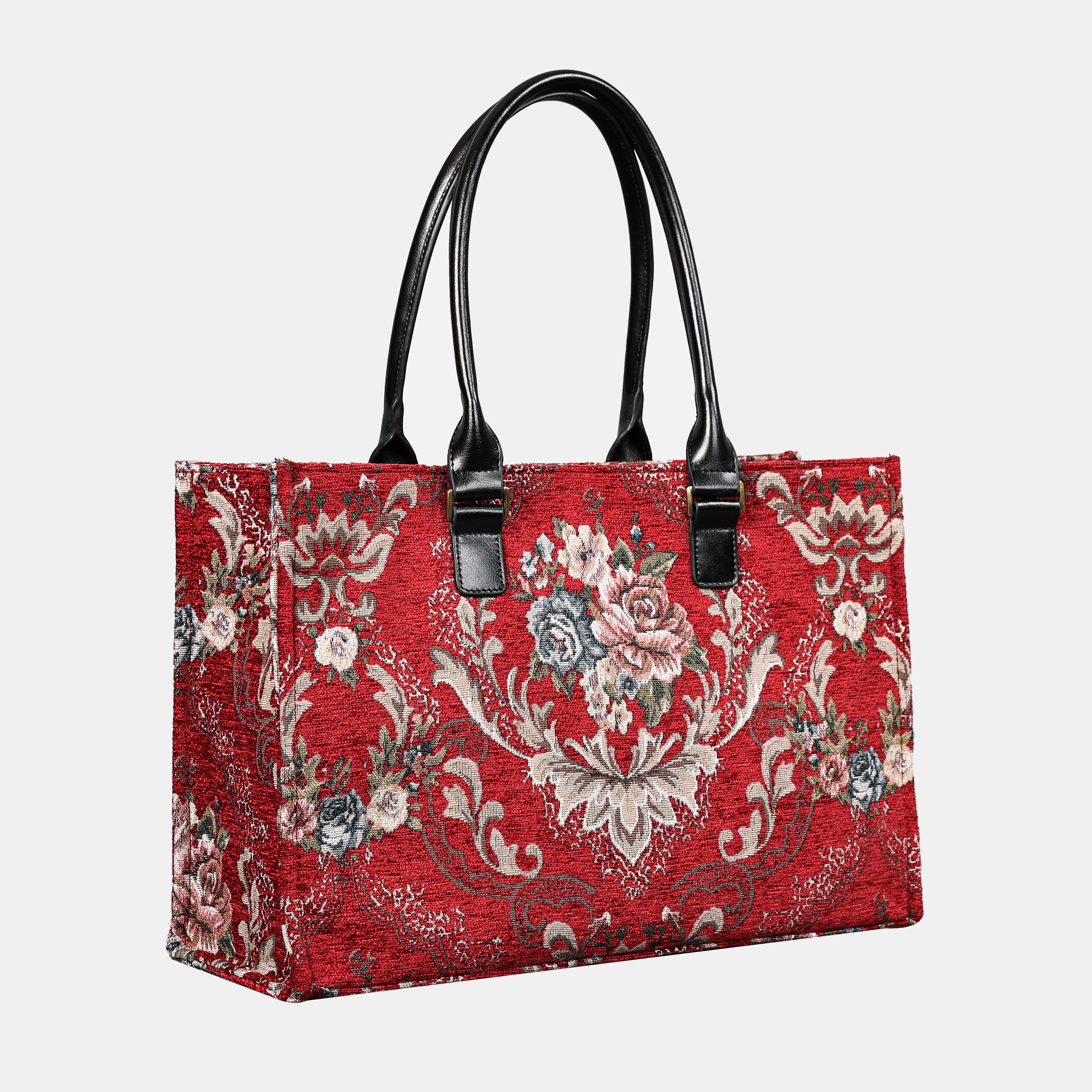 Floral Red Laptop Work Tote  MCW Handmade-1
