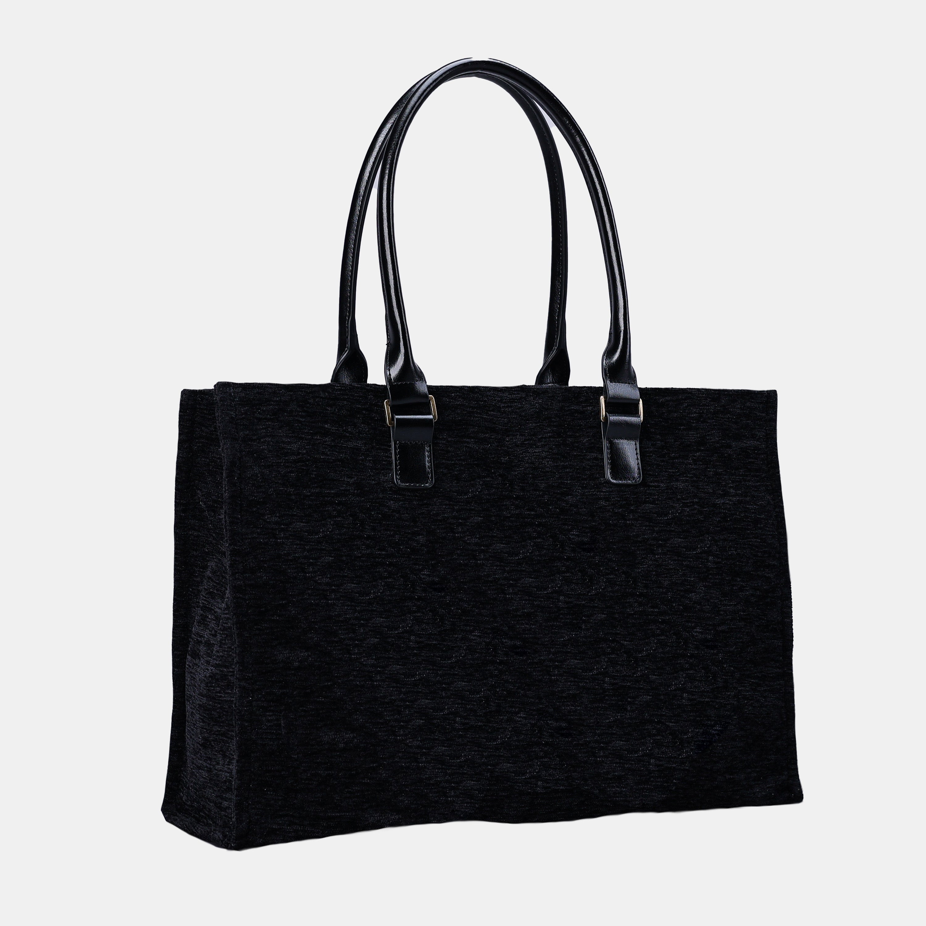 Solid Black Laptop Work Tote side