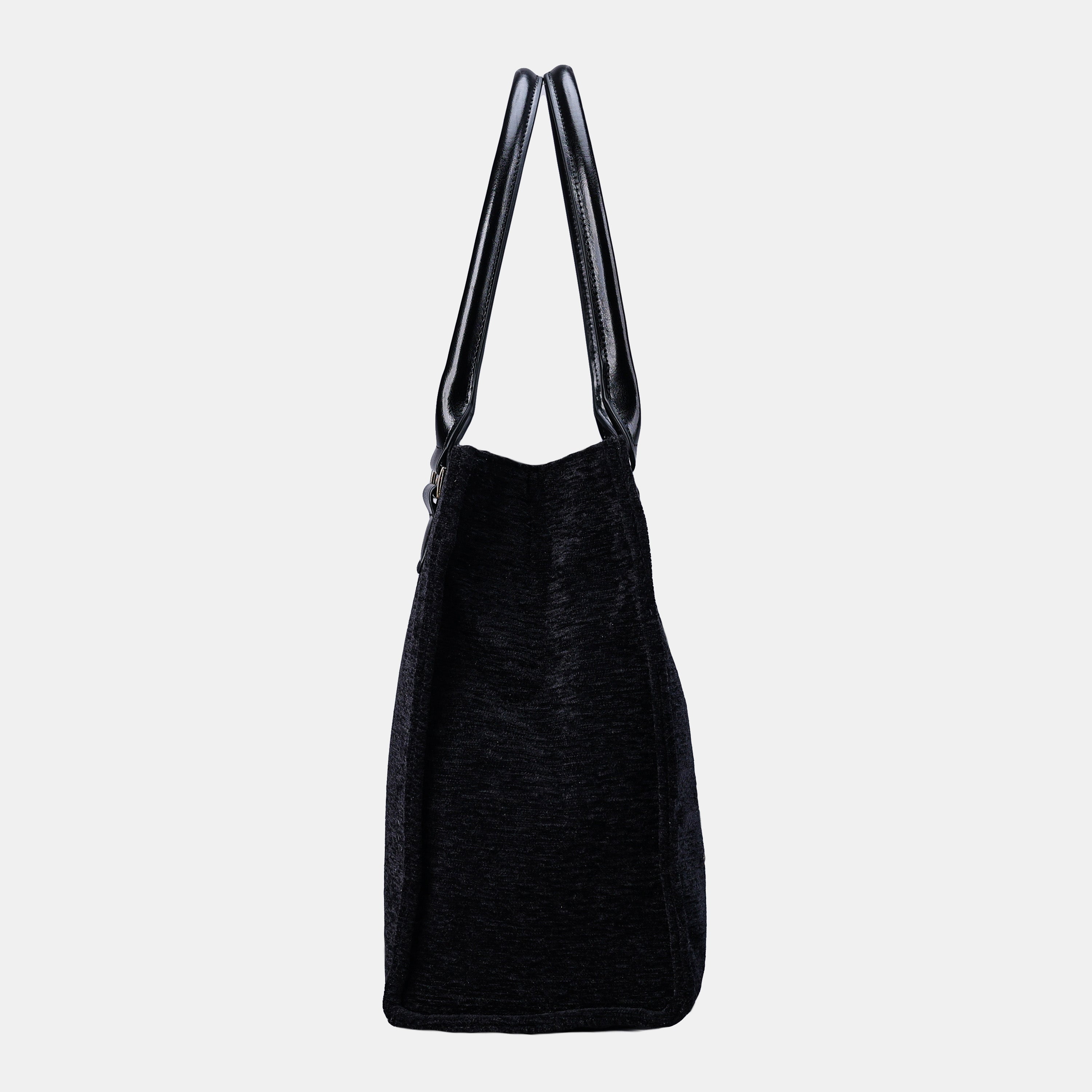 Solid Black Laptop Work Tote totally side