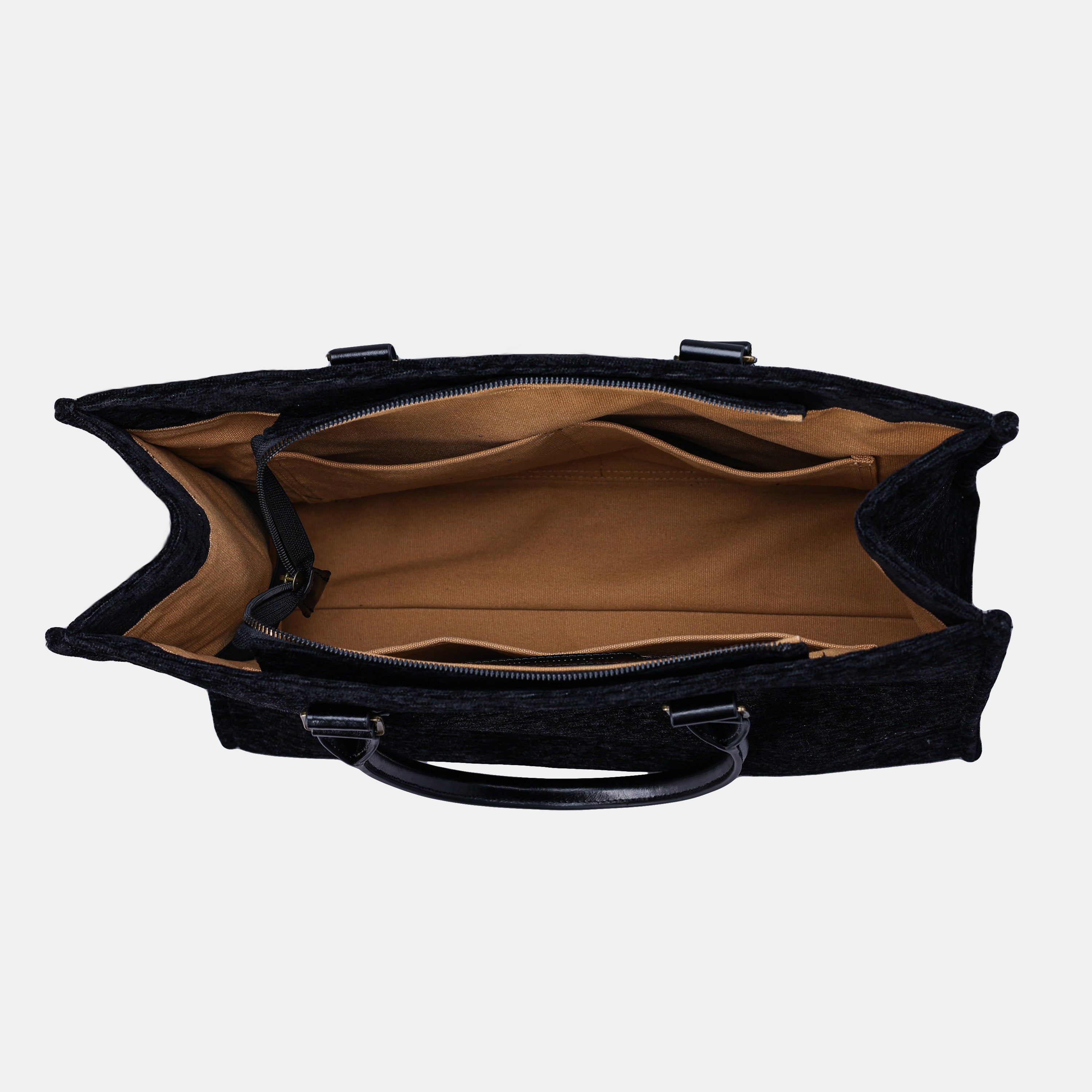 Solid Black Laptop Work Tote inside