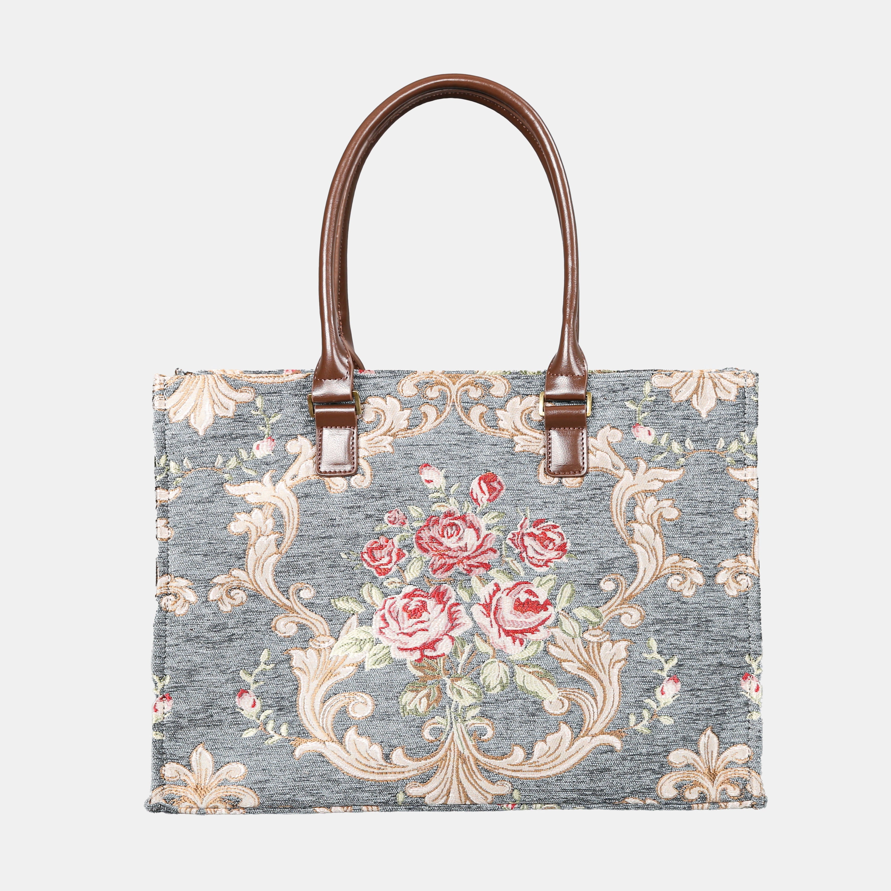 Baroque Garden Grey Laptop Work Tote  MCW Handmade