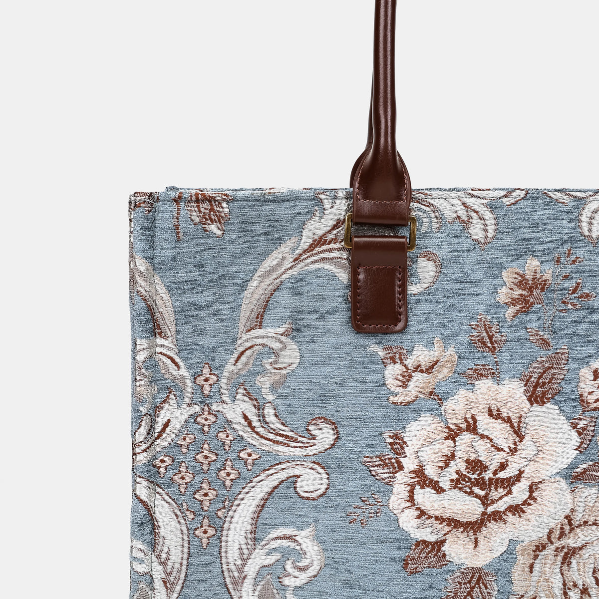 Floral Windy Blue Laptop Work Tote Carpetbag of America details