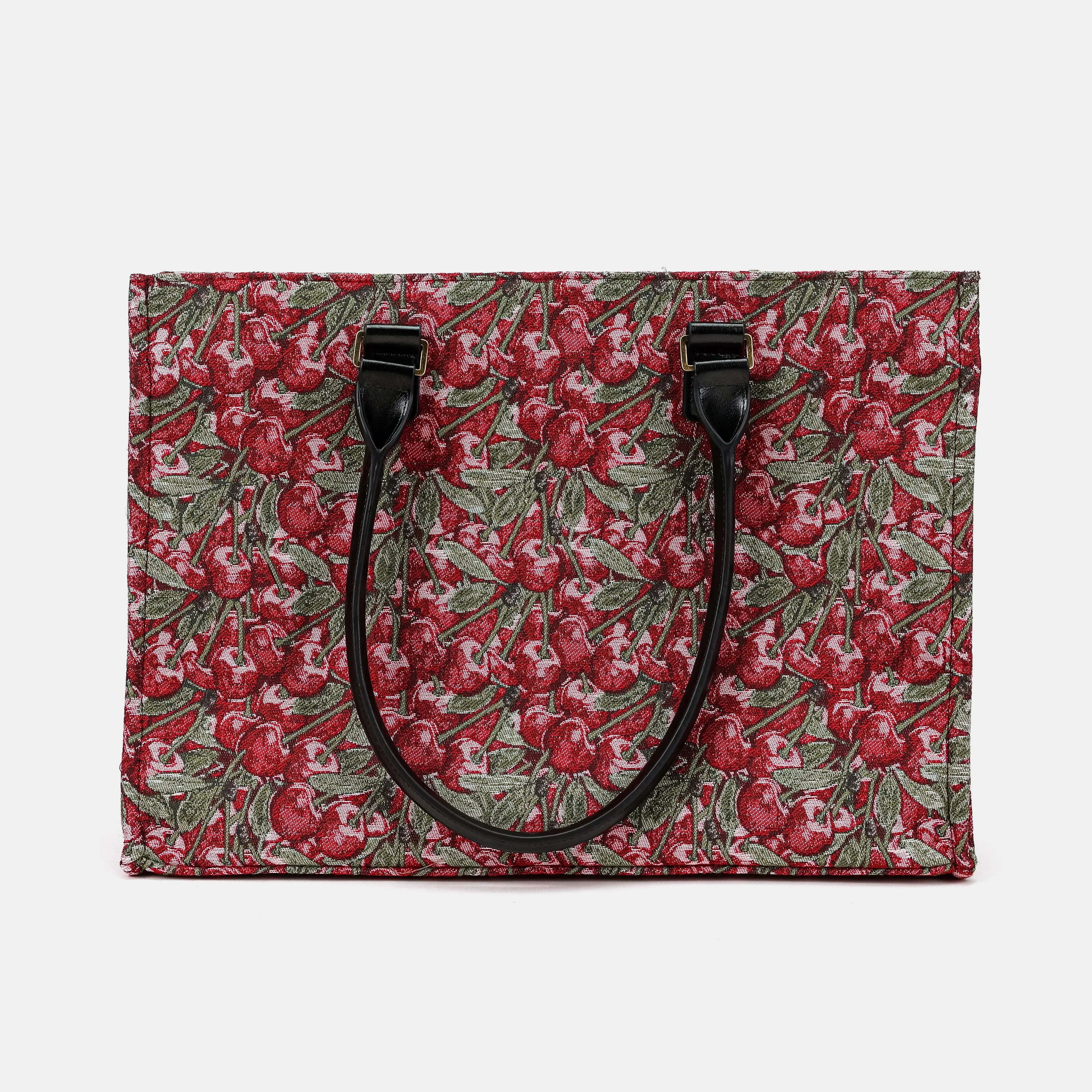 Cherry Cascade Laptop Work Tote Carpetbag of America handle down