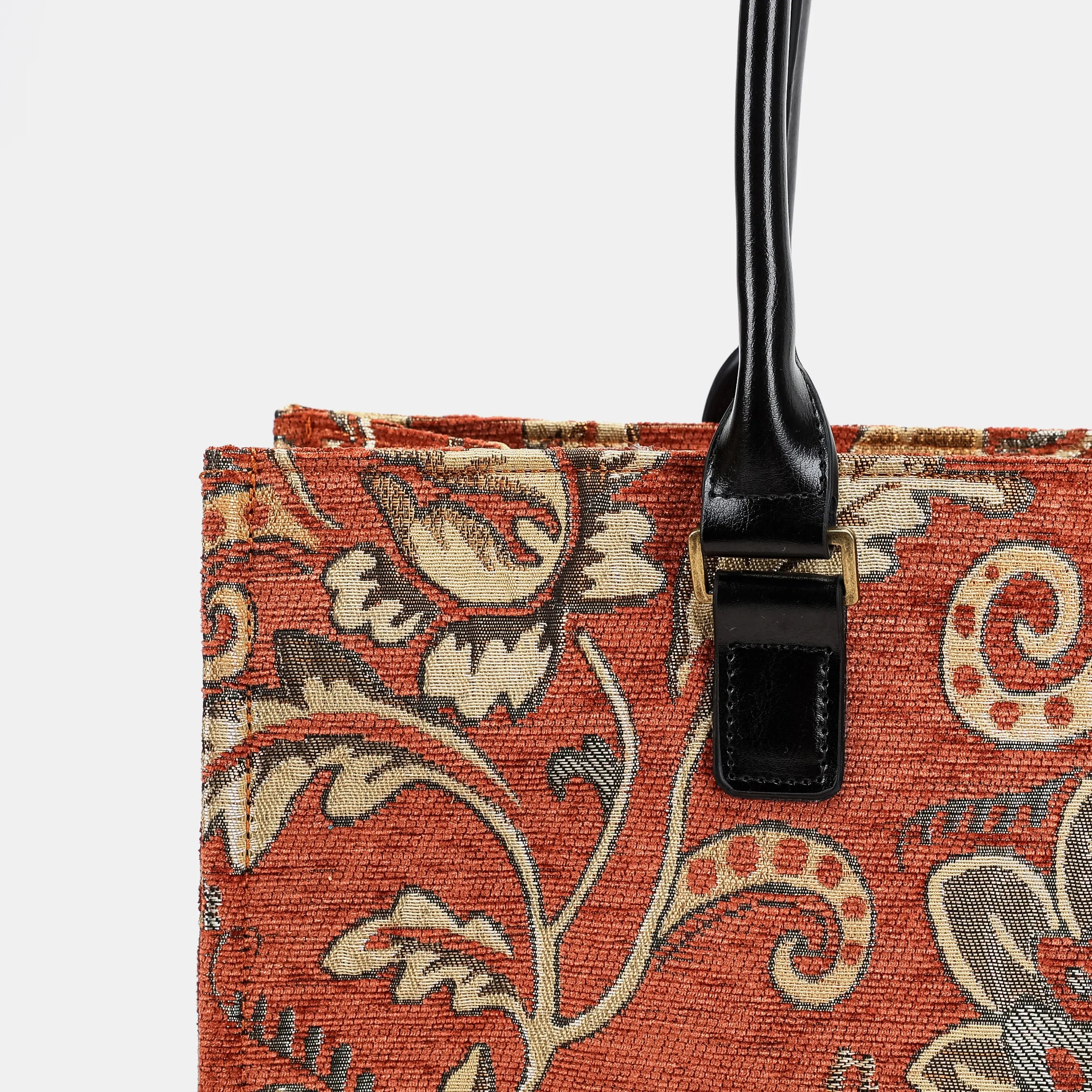 Floral Paisley Orange Laptop Work Tote of America detail