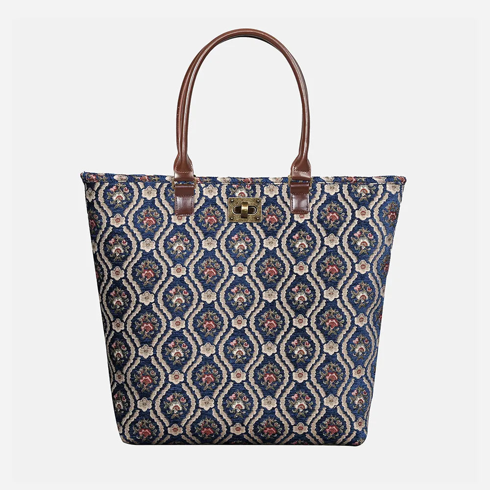 Traditional Blue Carpet Tote Shopper Carpetbag of America main