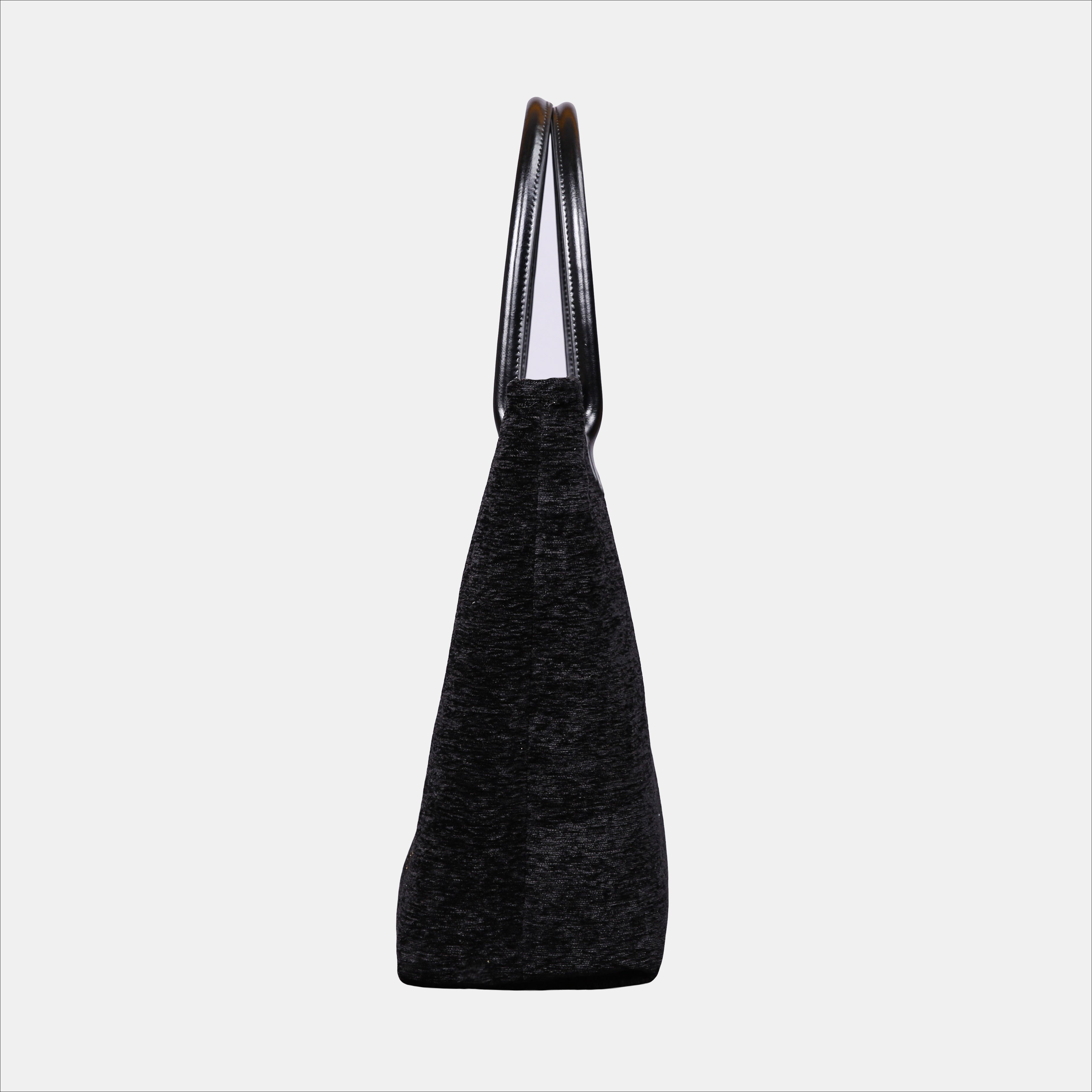 Solid Black Carpet Tote Shopper full side