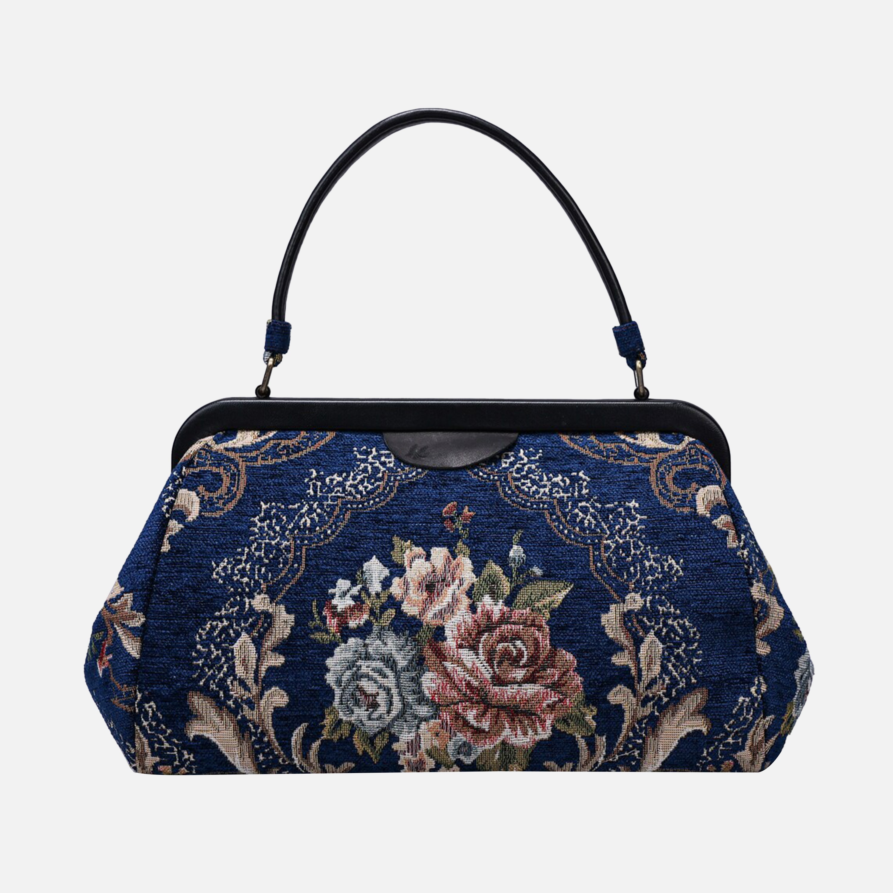 Floral Blue Top Handle Purse carpet bag MCW Handmade