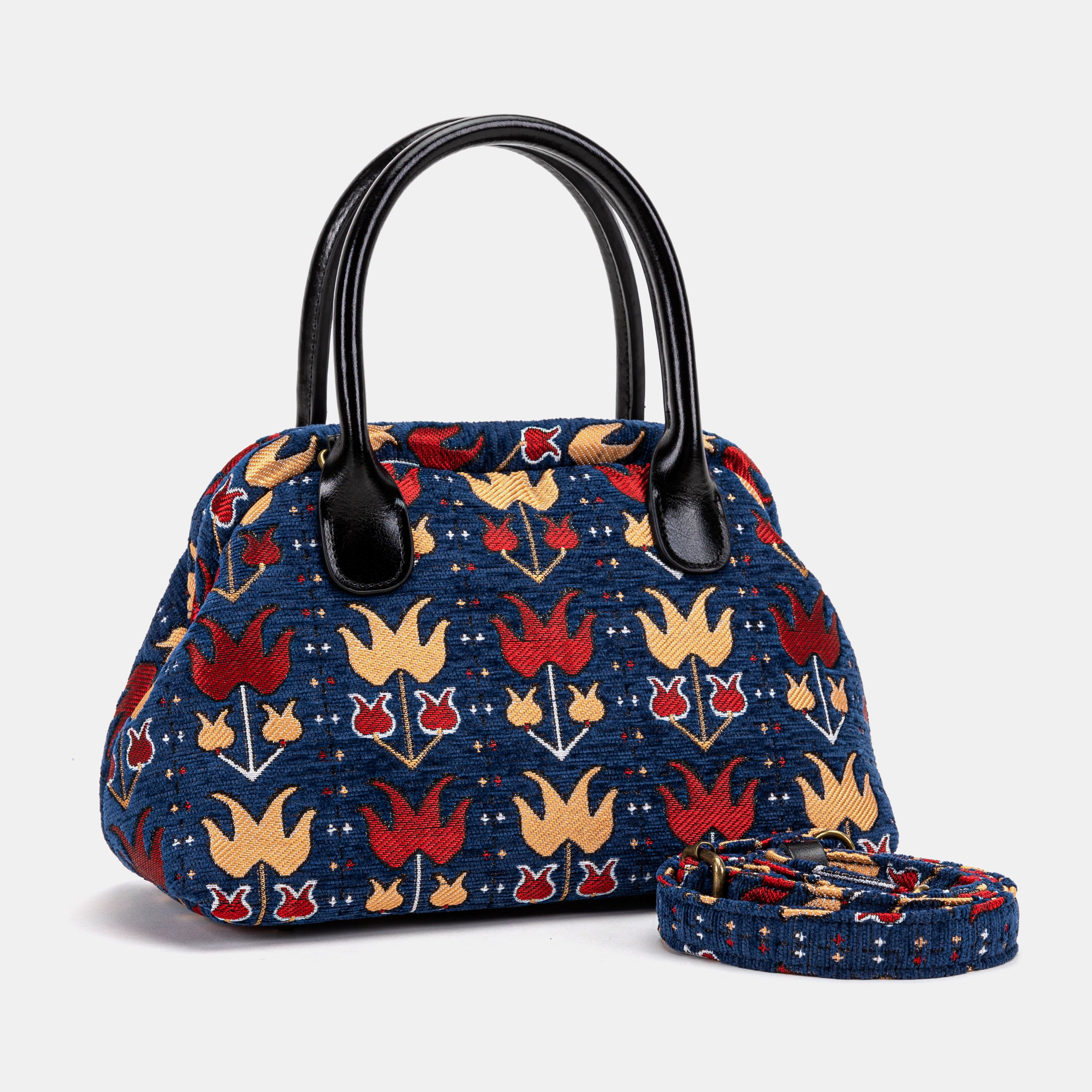 Poppy Bloom Carpet Satchel with shoulder strap