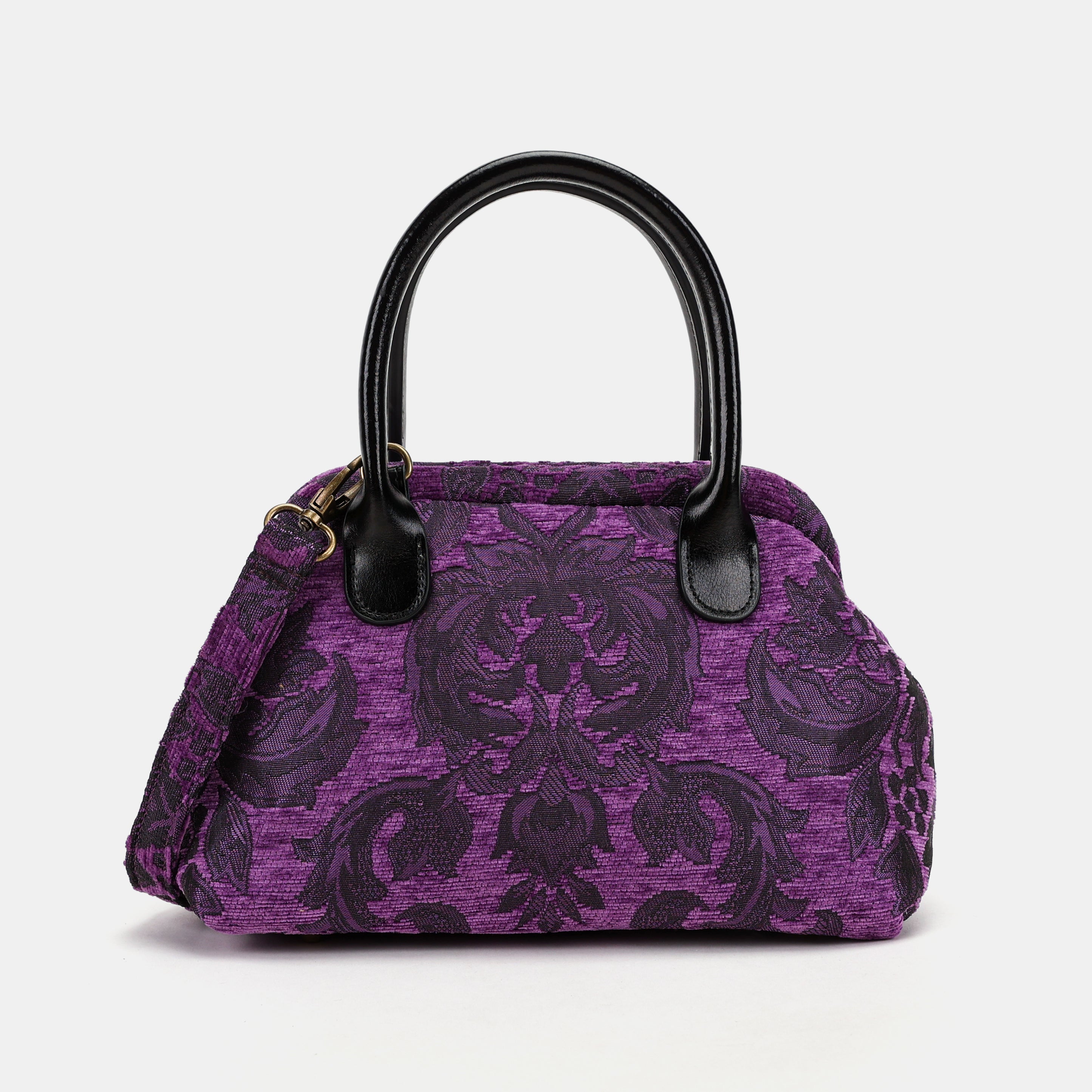 Victorian Blossom Purple Carpet Satchel Carpetbag of America front