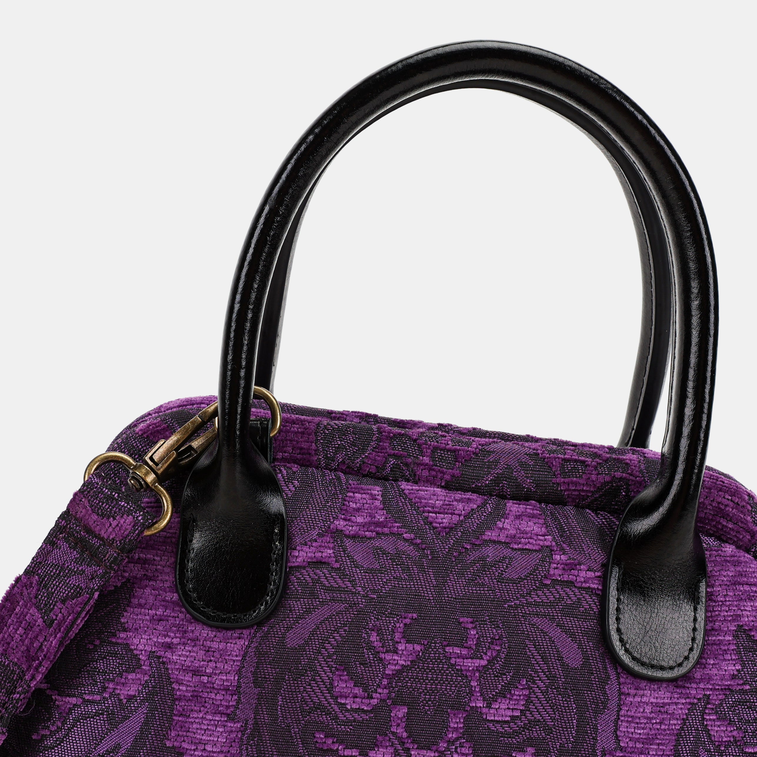 Victorian Blossom Purple Carpet Satchel Carpetbag of America detail