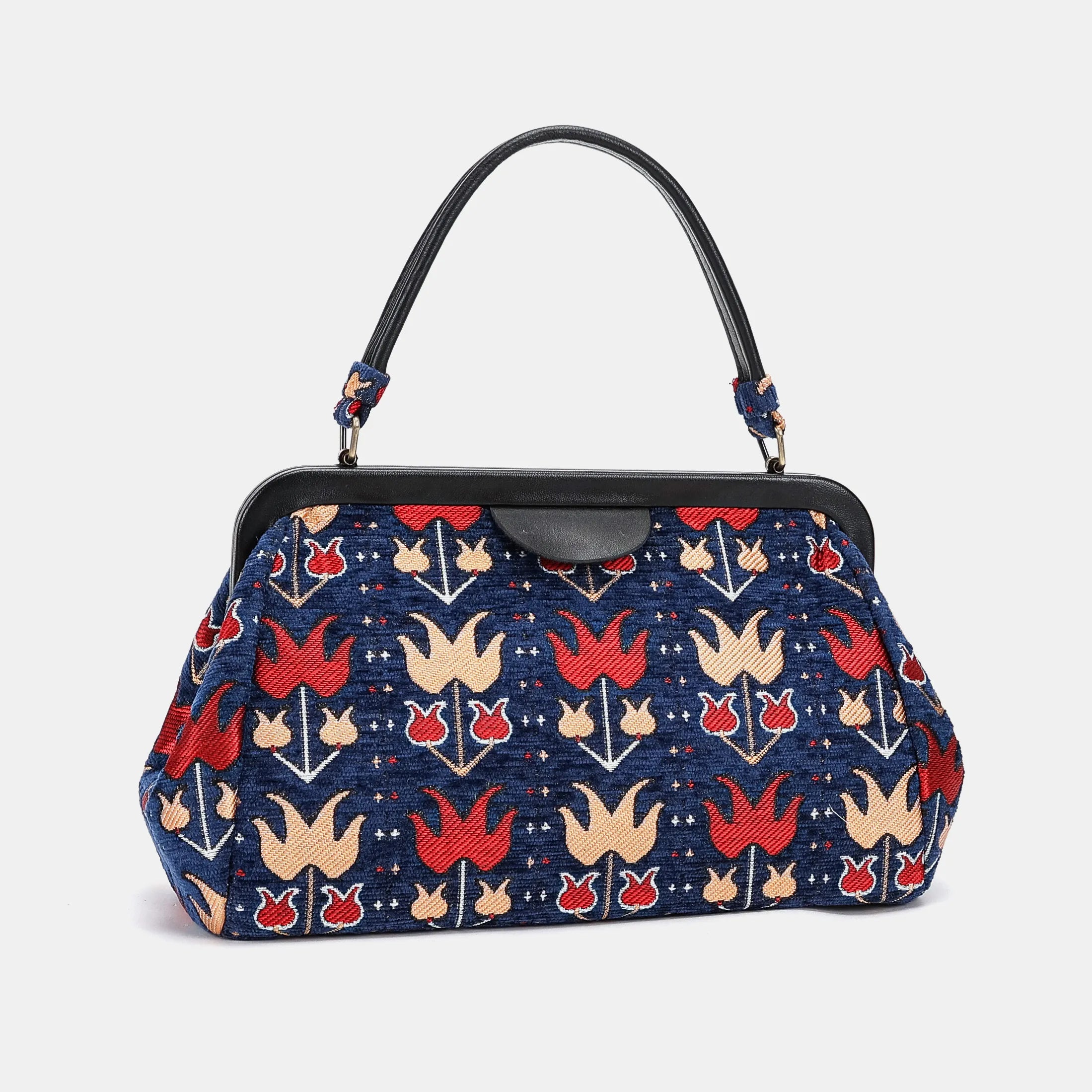 Poppy Bloom Top Handle Purse Carpetbag of America front side