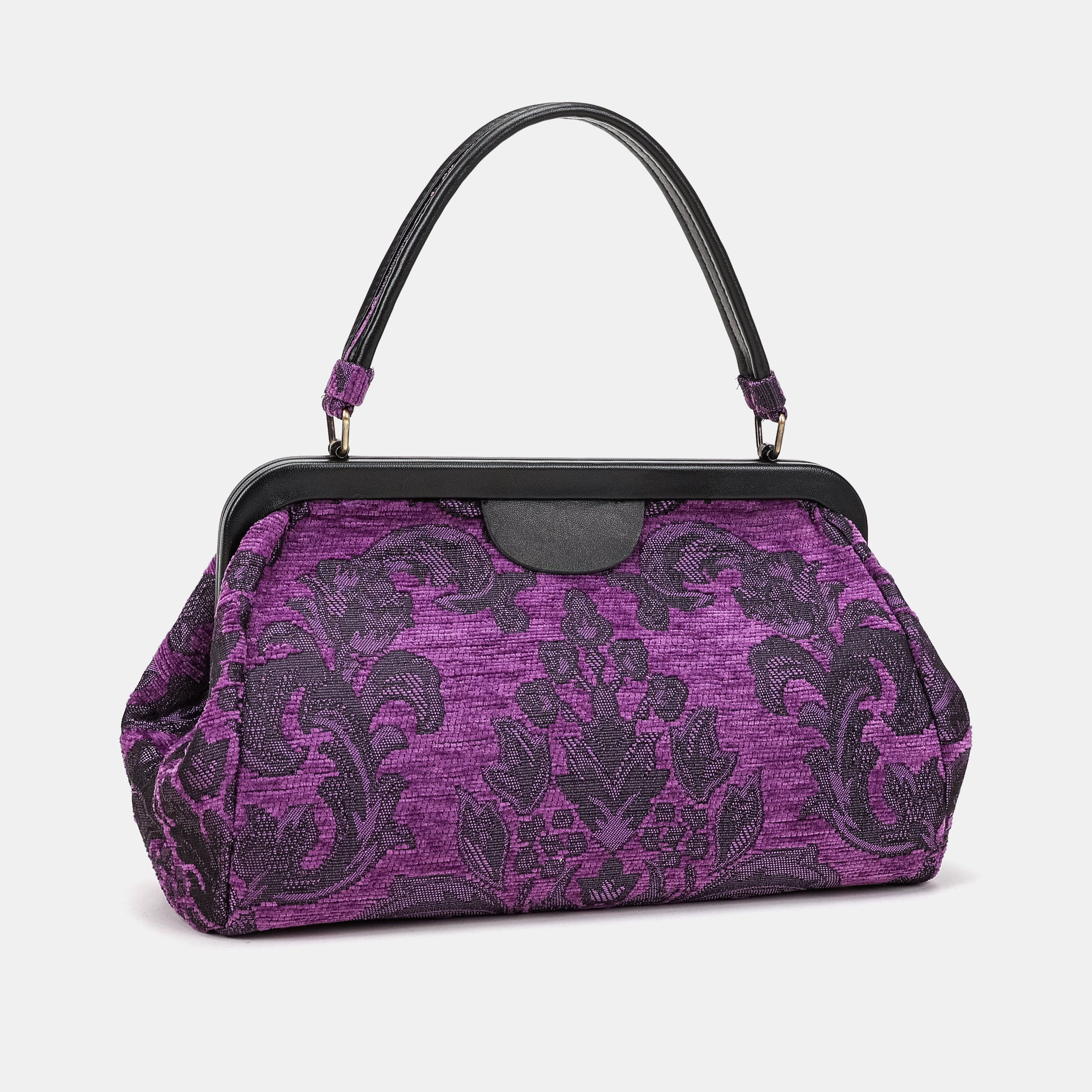 Victorian Blossom Purple Top Handle Purse Carpetbag of America front