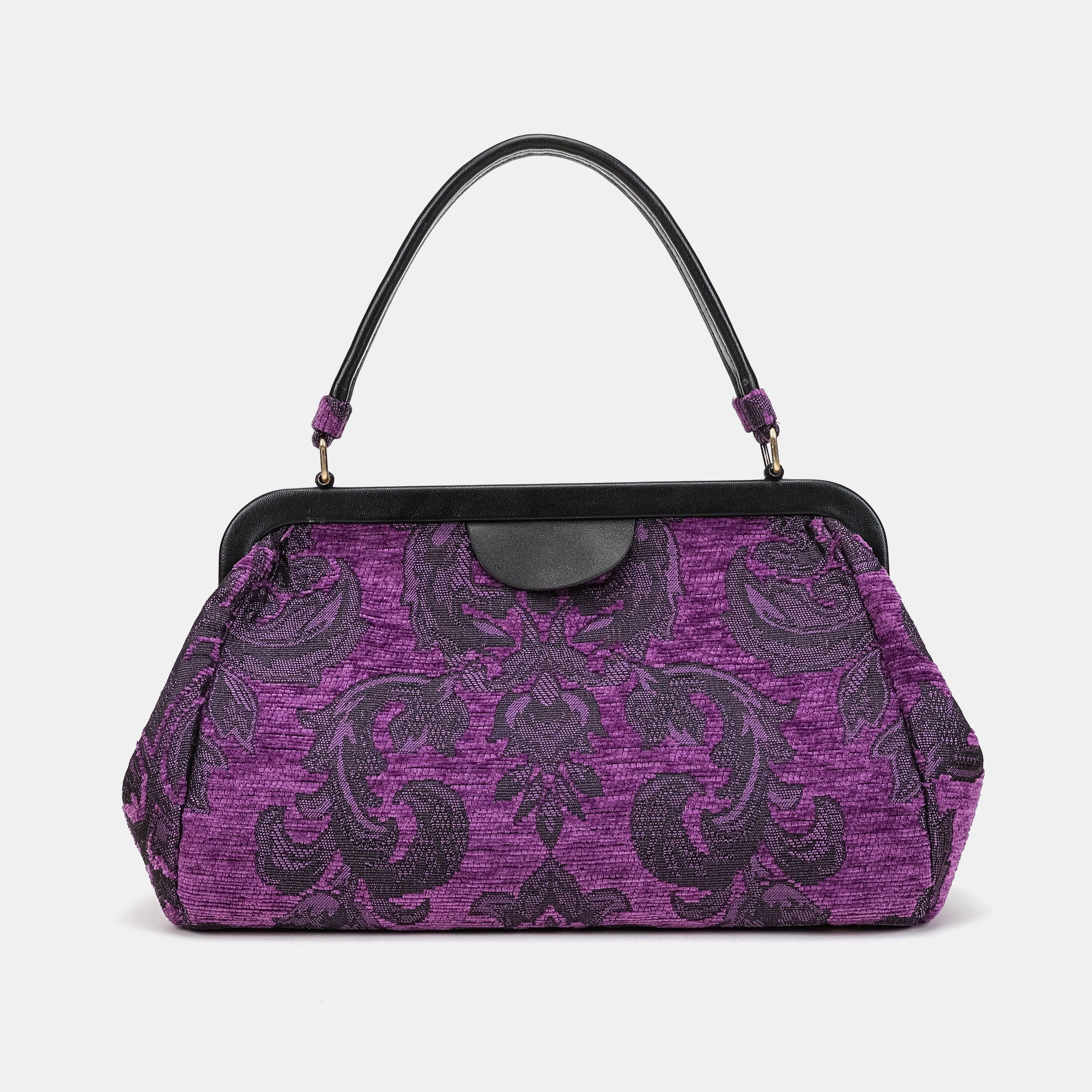 Victorian Blossom Purple Top Handle Purse Carpetbag of America back
