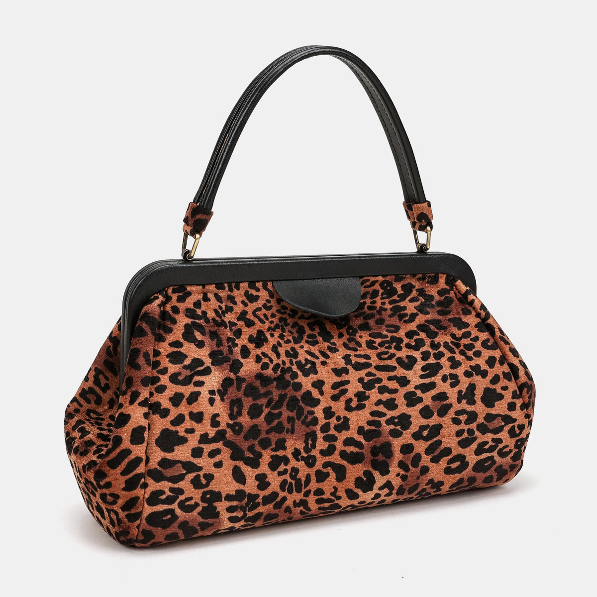 Leopard Classic Top Handle Purse Carpetbag of America front side