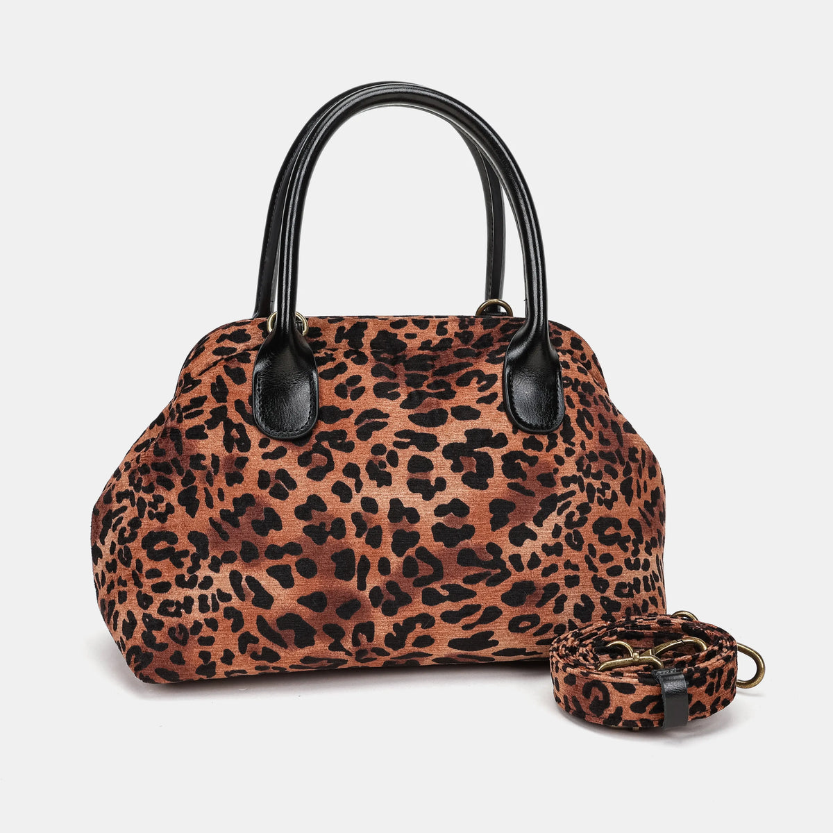 Leopard Classic Carpet Satchel Carpetbag of America with shoulder strap