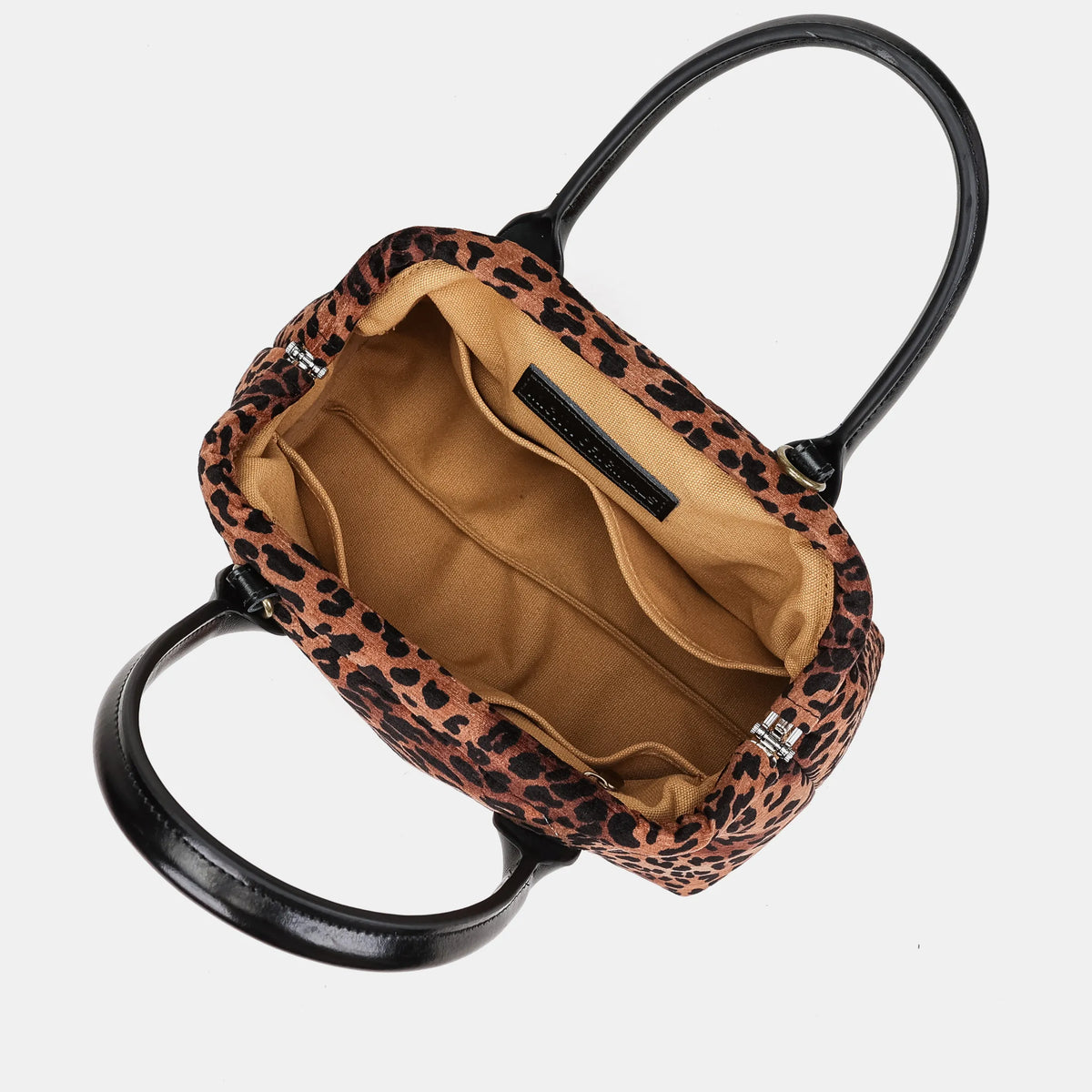 Leopard Classic Carpet Satchel Carpetbag of America inside