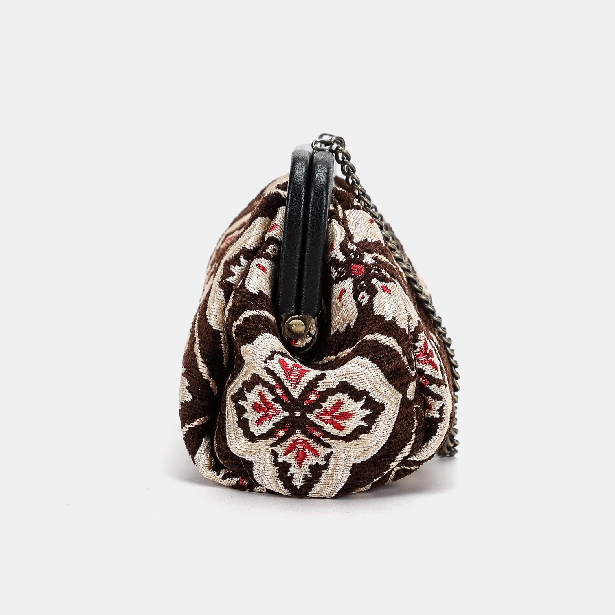 Ethnic Brown Evening Bag Clutch Carpetbag of America side