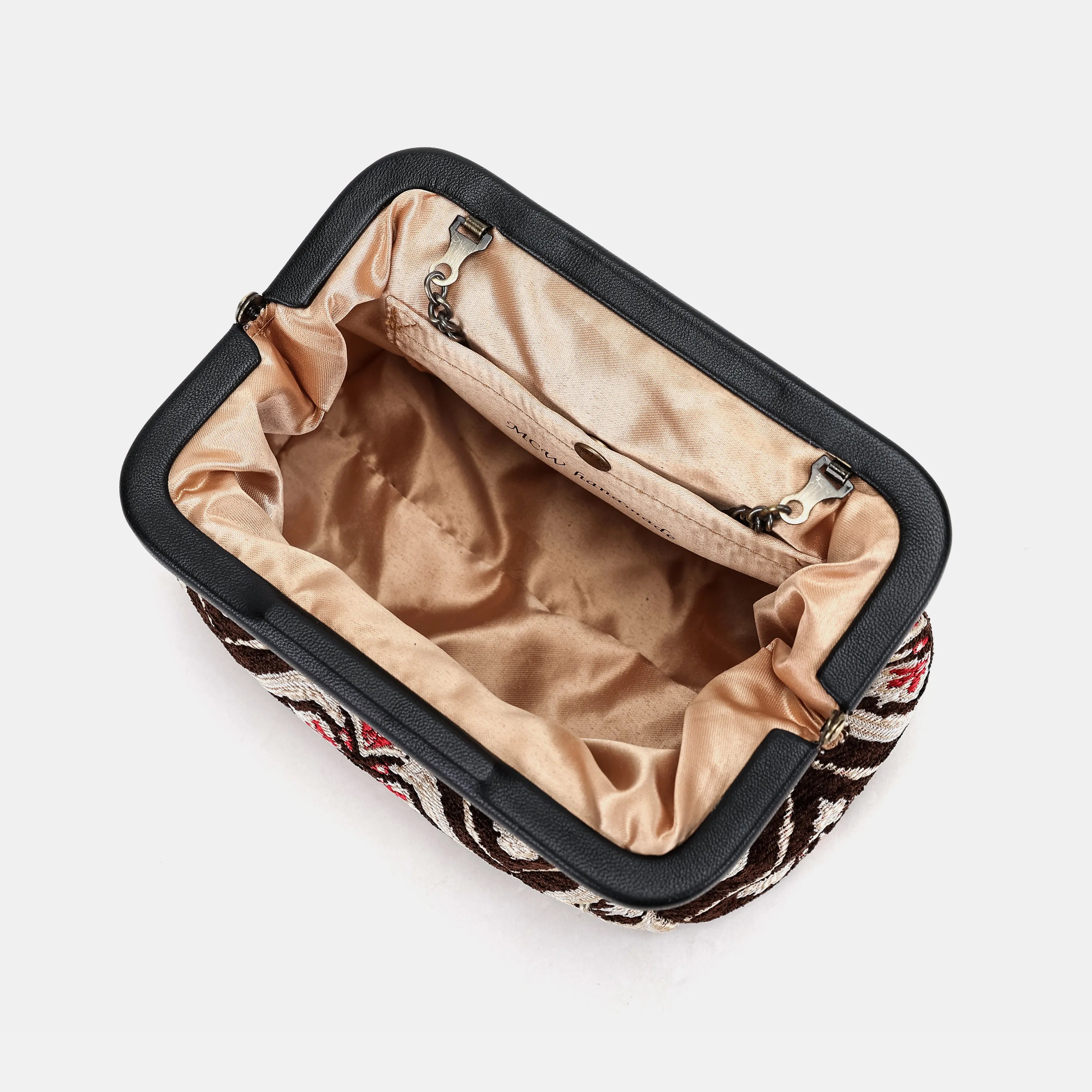 Ethnic Brown Evening Bag Clutch Carpetbag of America inside