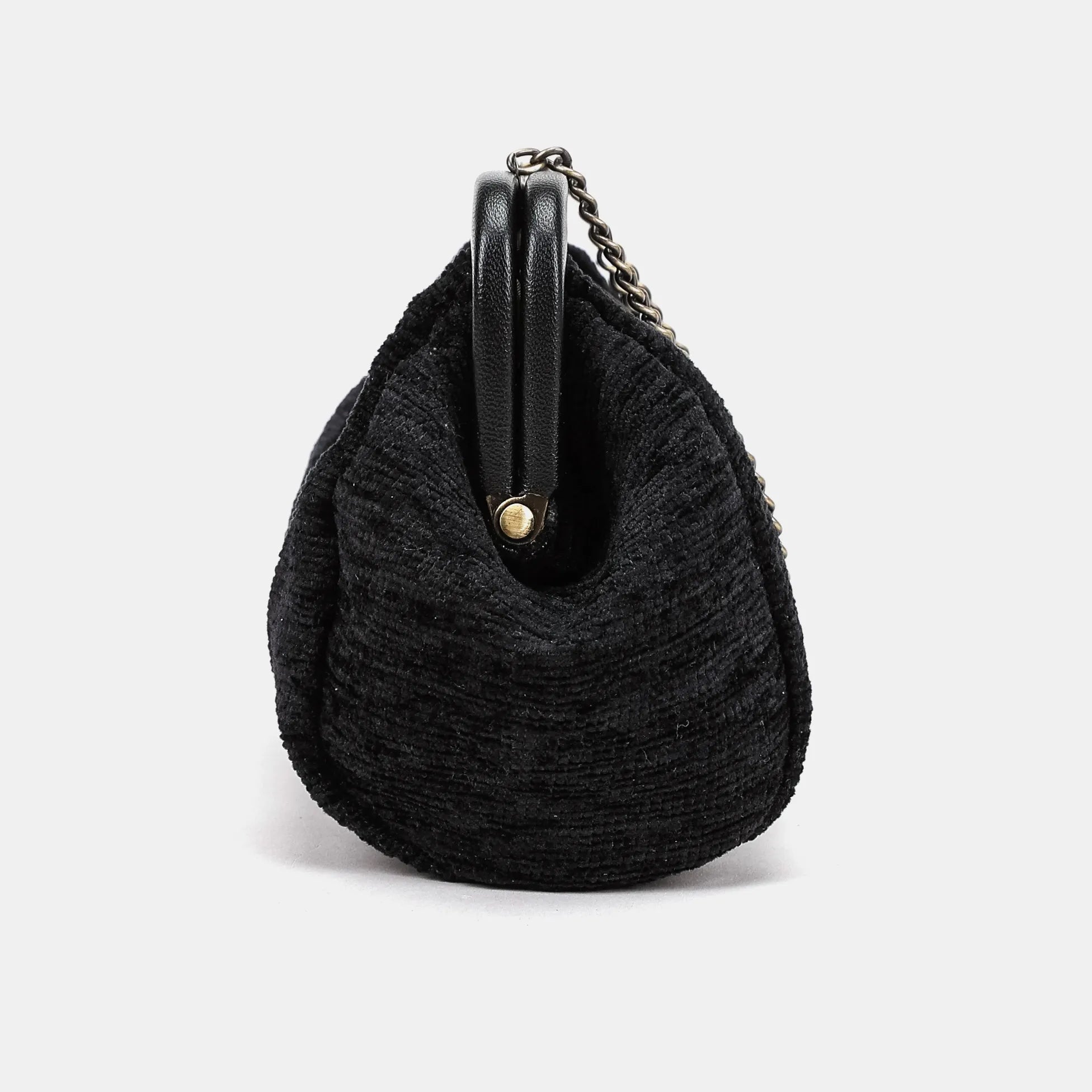Solid Black Evening Bag Clutch Carpetbag of America side