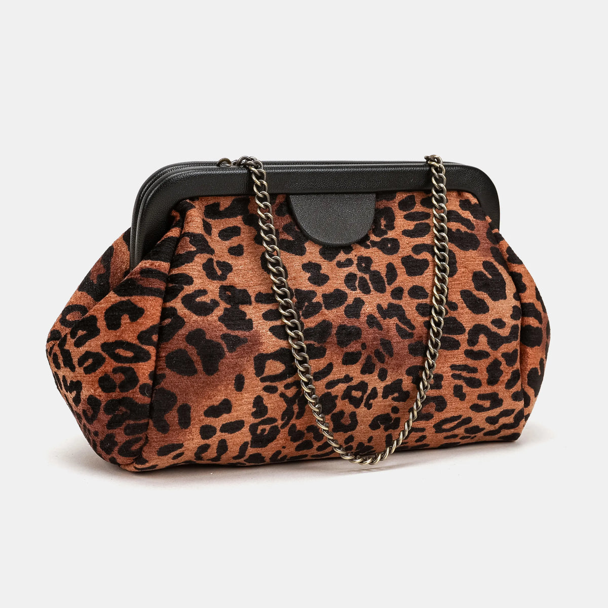Leopard Classic Evening Bag Clutch Carpetbag of America front side