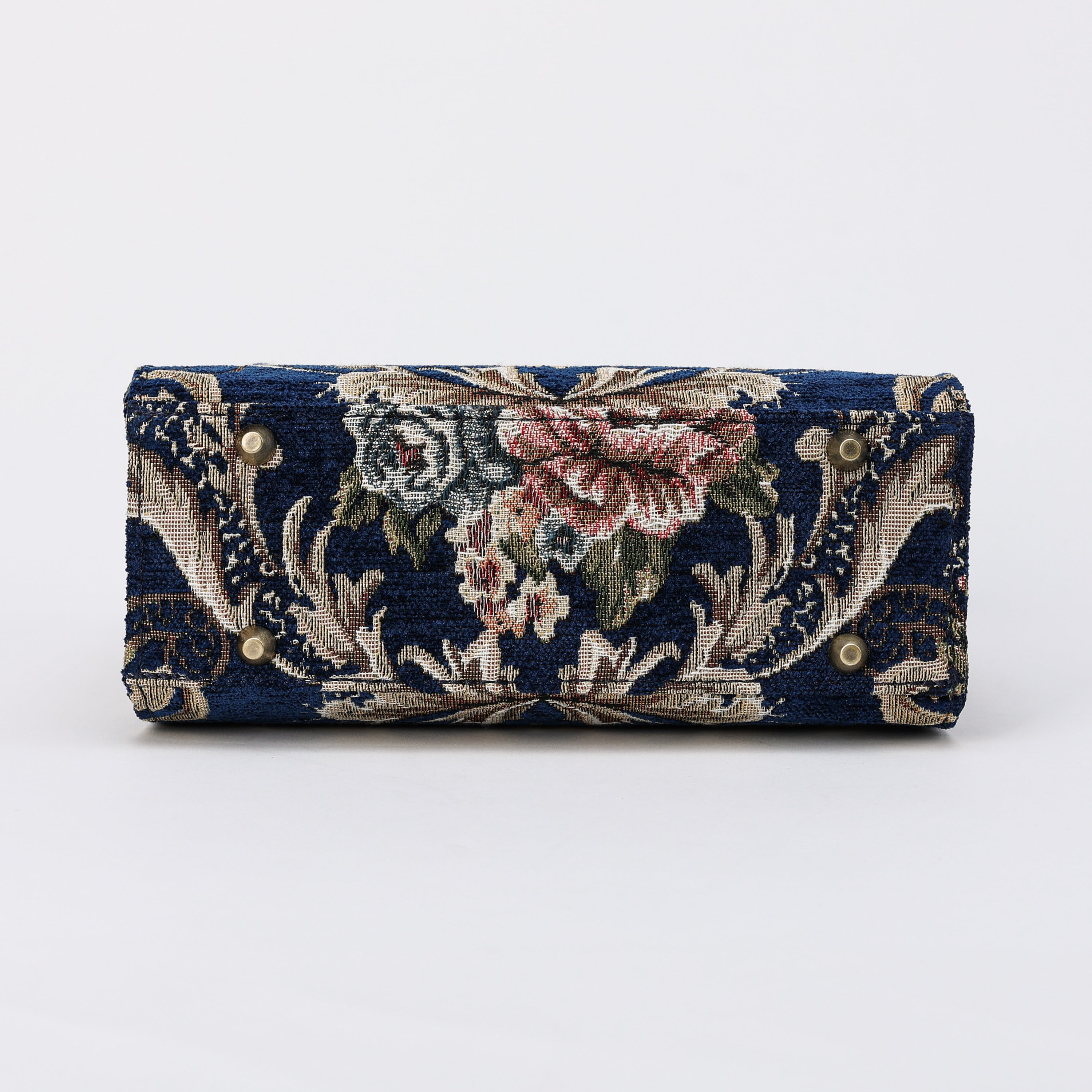 Floral Blue Flap Satchel carpet bag MCW Handmade-5