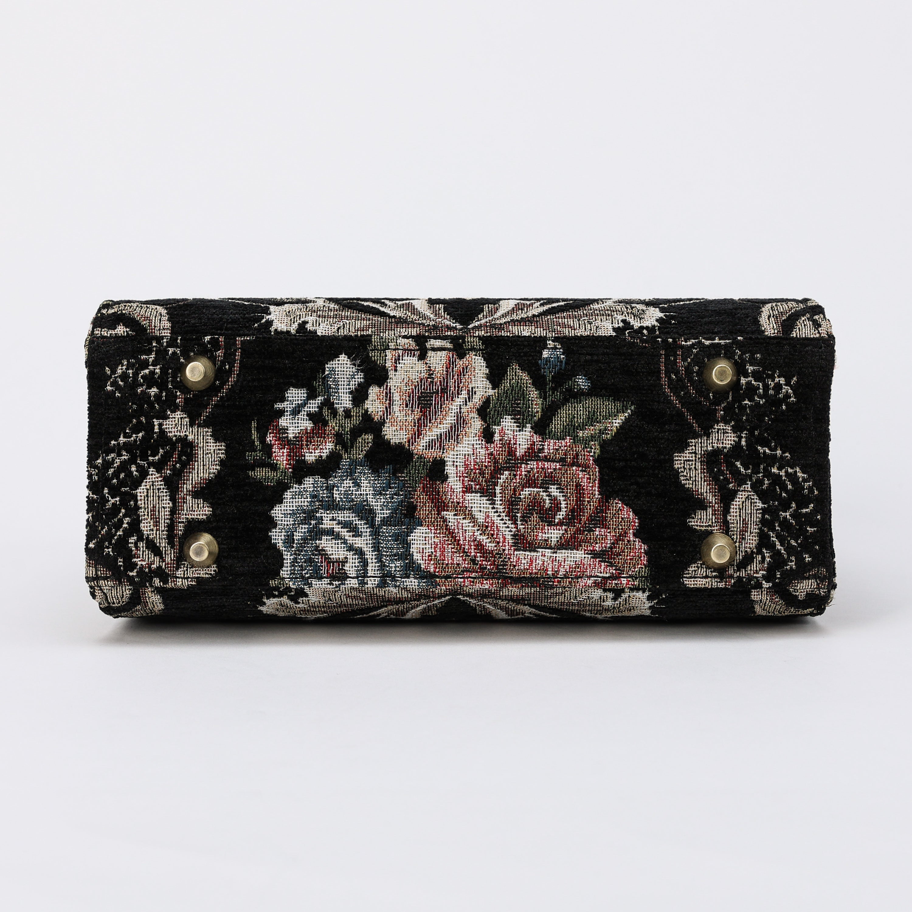 Floral Black Flap Satchel carpet bag MCW Handmade-5
