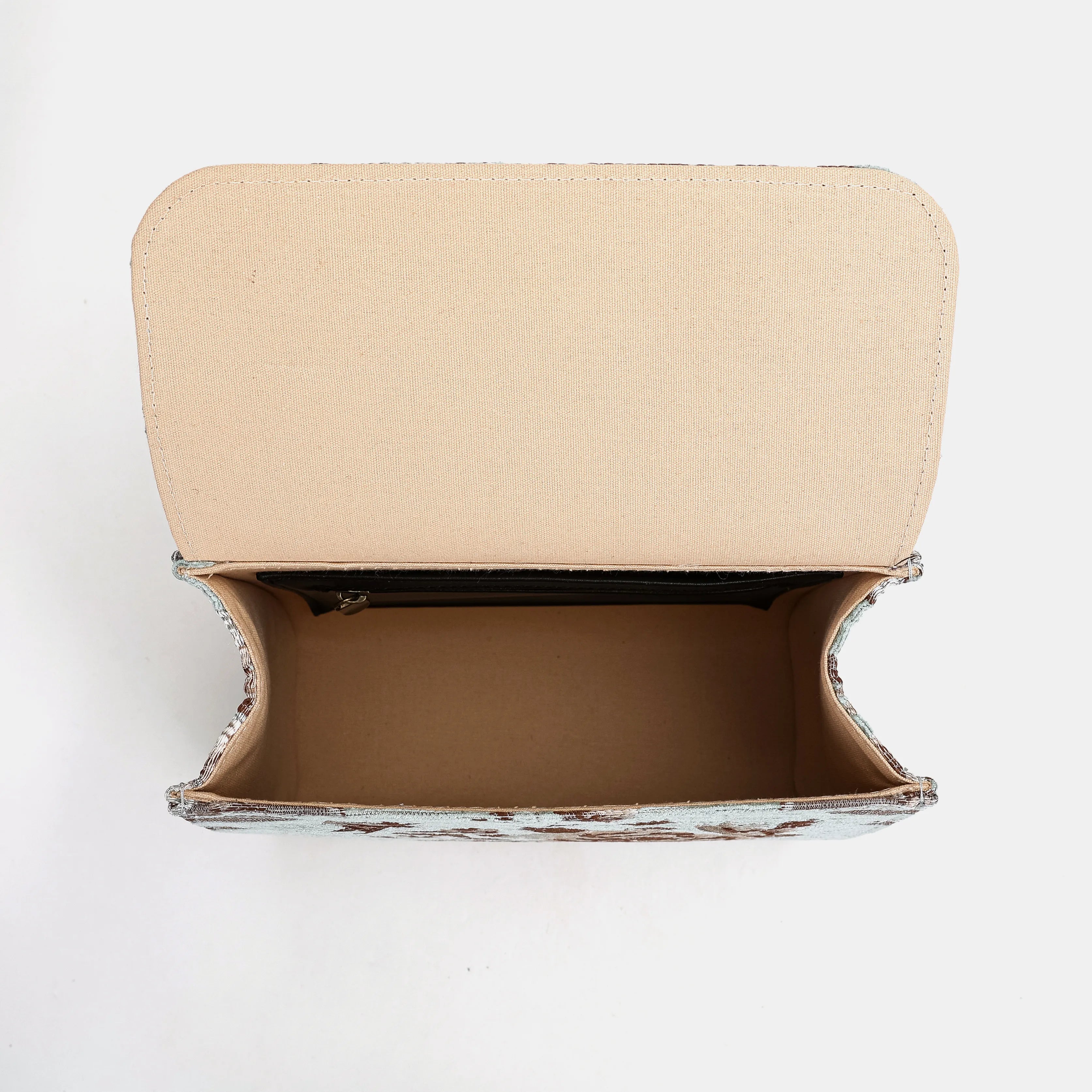 Floral Mint Flap Satchel inside