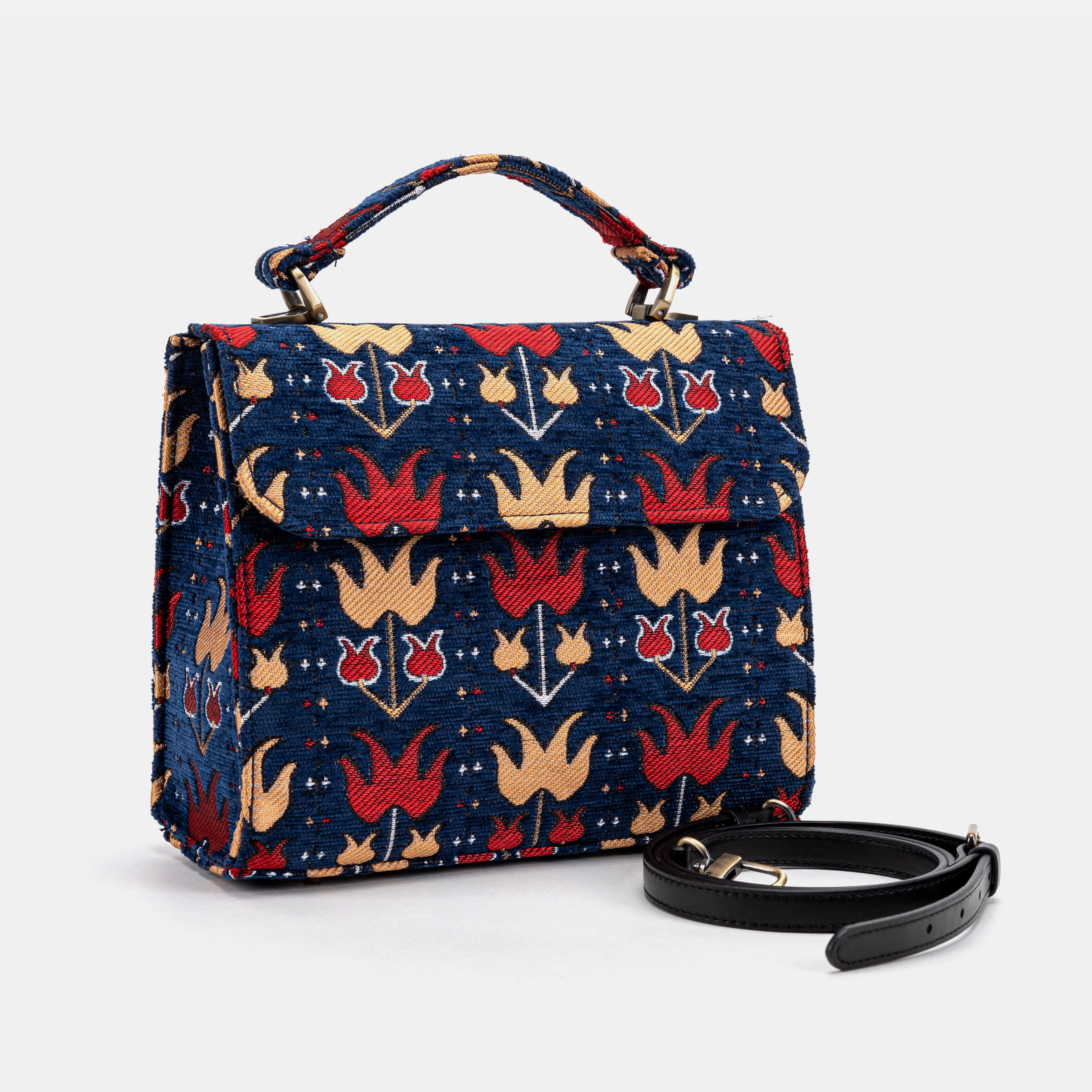 Poppy Bloom Flap Satchel Carpetbag of America front side