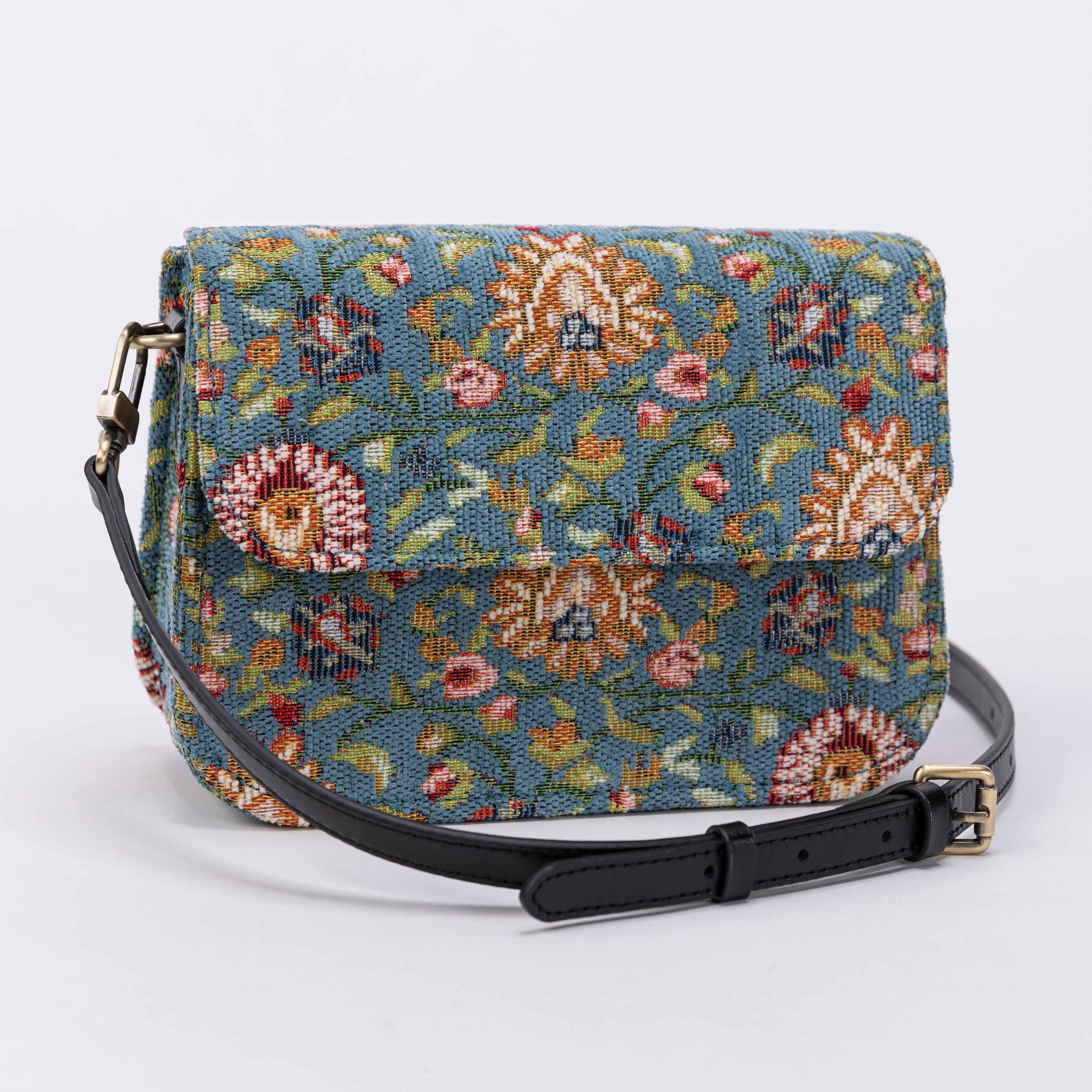 Oriental Blue Flap Crossbody Bag full front