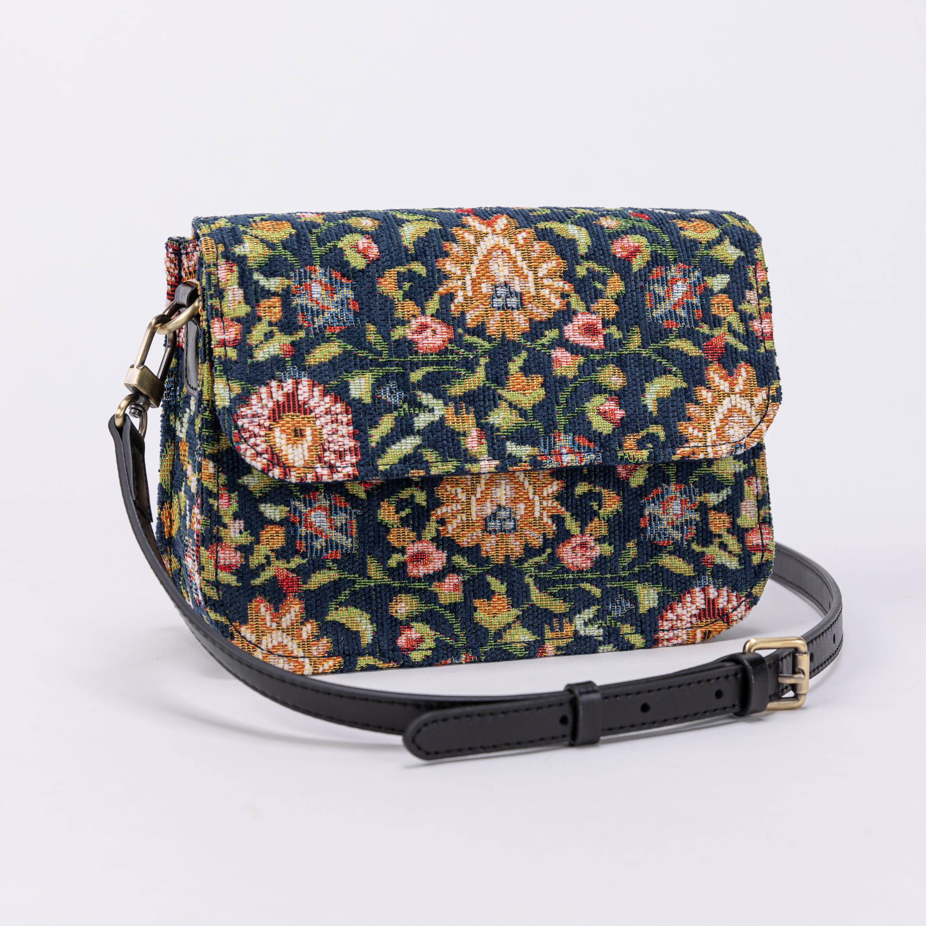 Oriental Navy Flap Crossbody Bag FULL FRONT