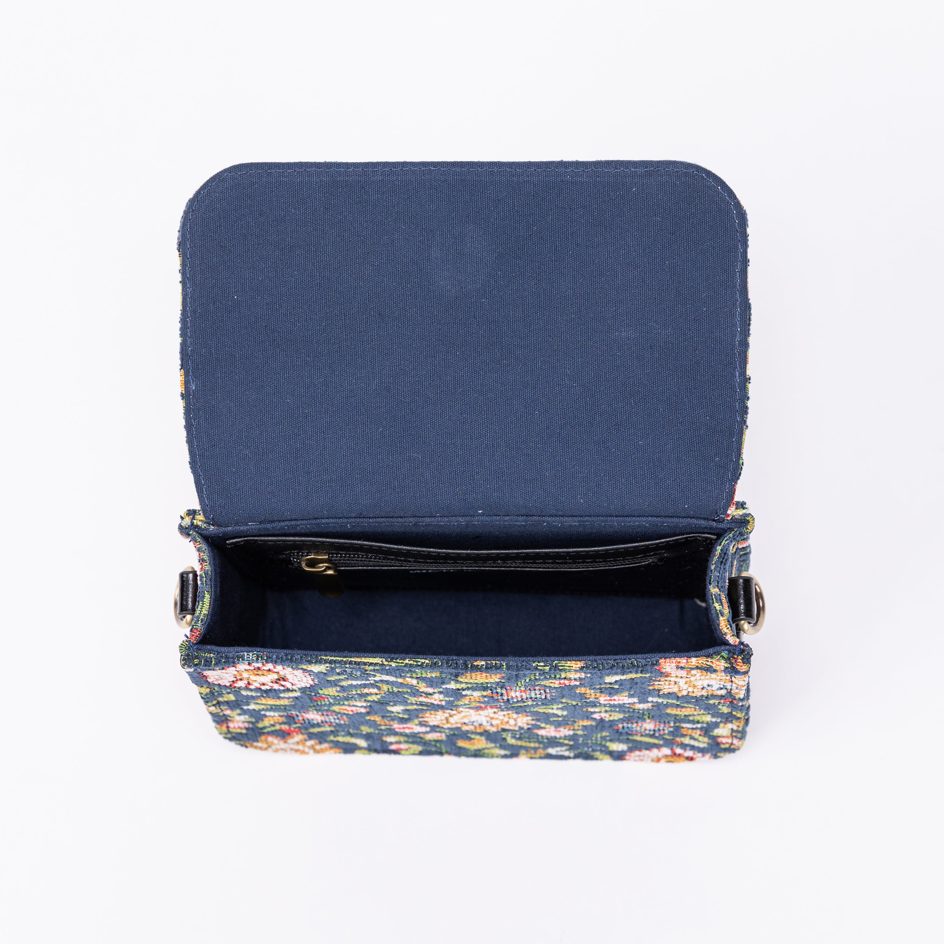 Oriental Navy Flap Crossbody Bag  ABOVE