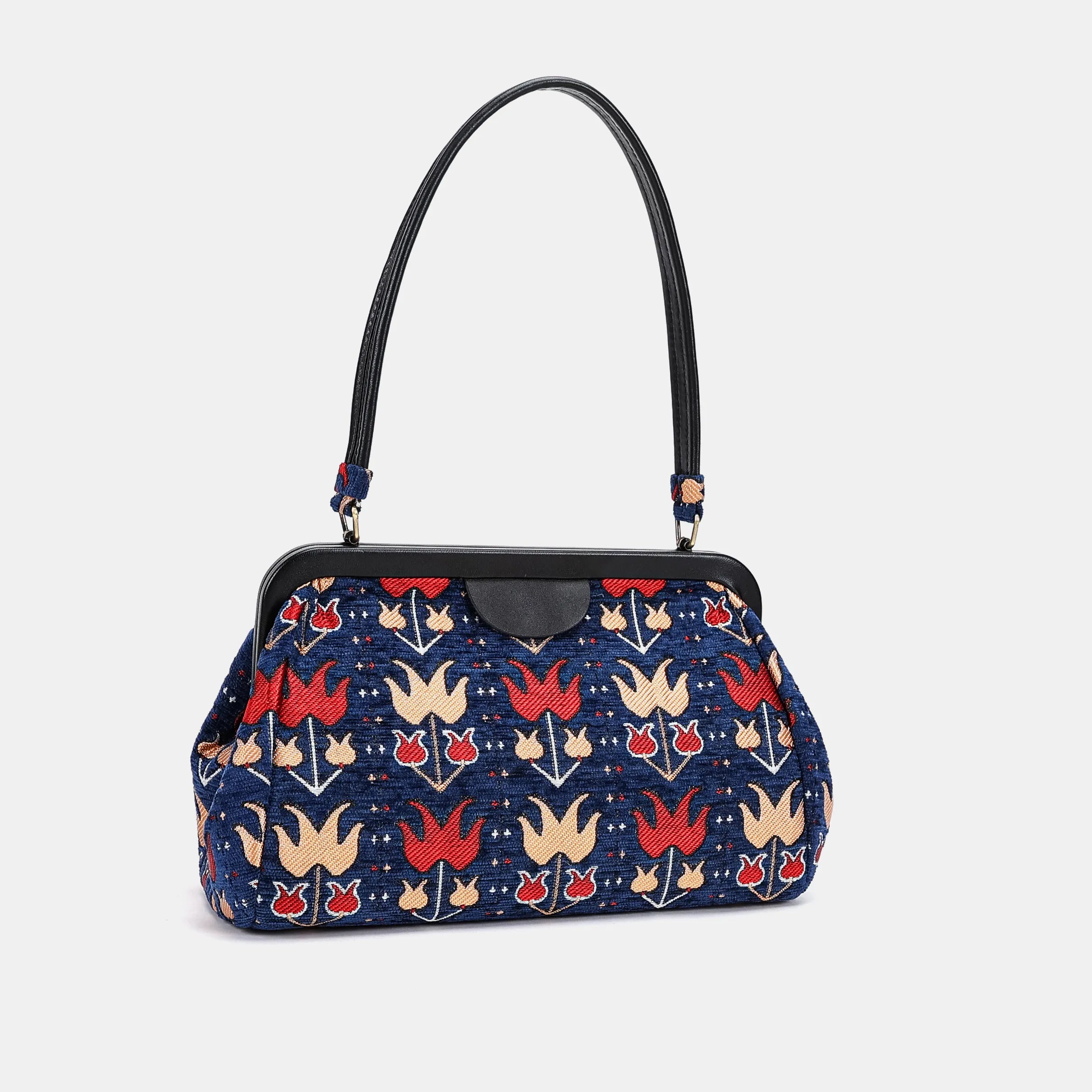 Poppy Bloom Shoulder Carpet Bag front side