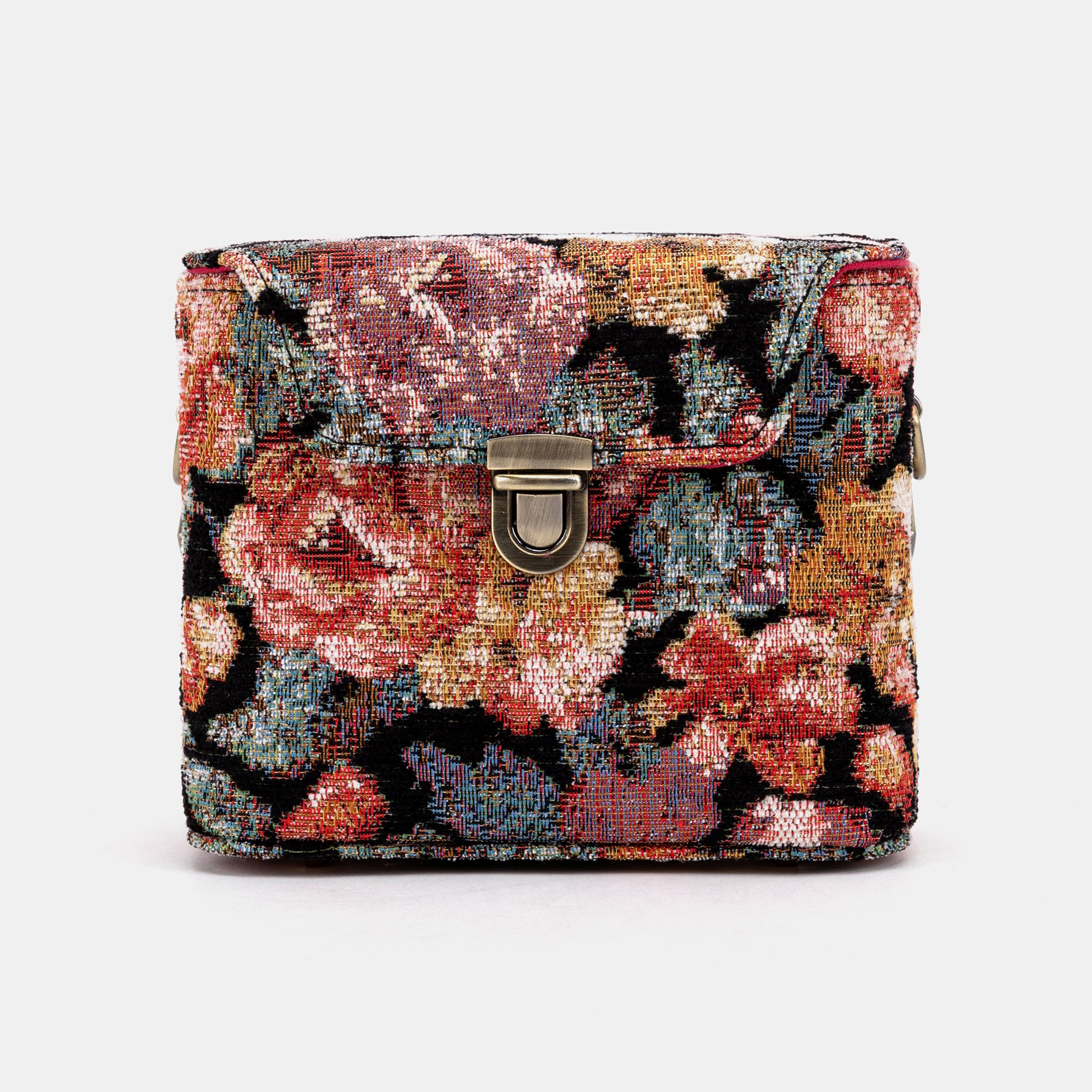  Floral Rose Emma Small Train Case Crossbody of America front