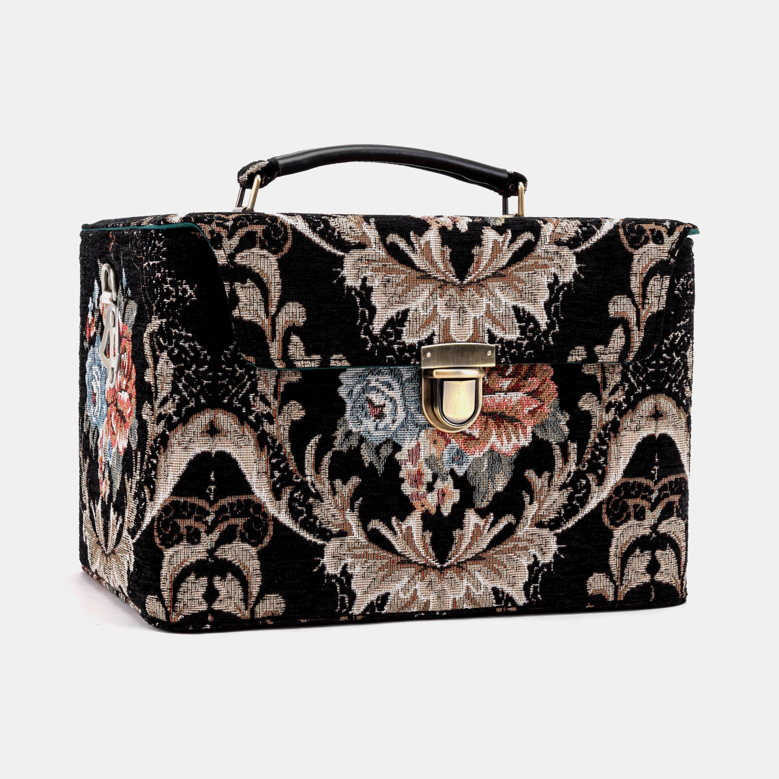Floral Black Josephine Large Train Case of America front side