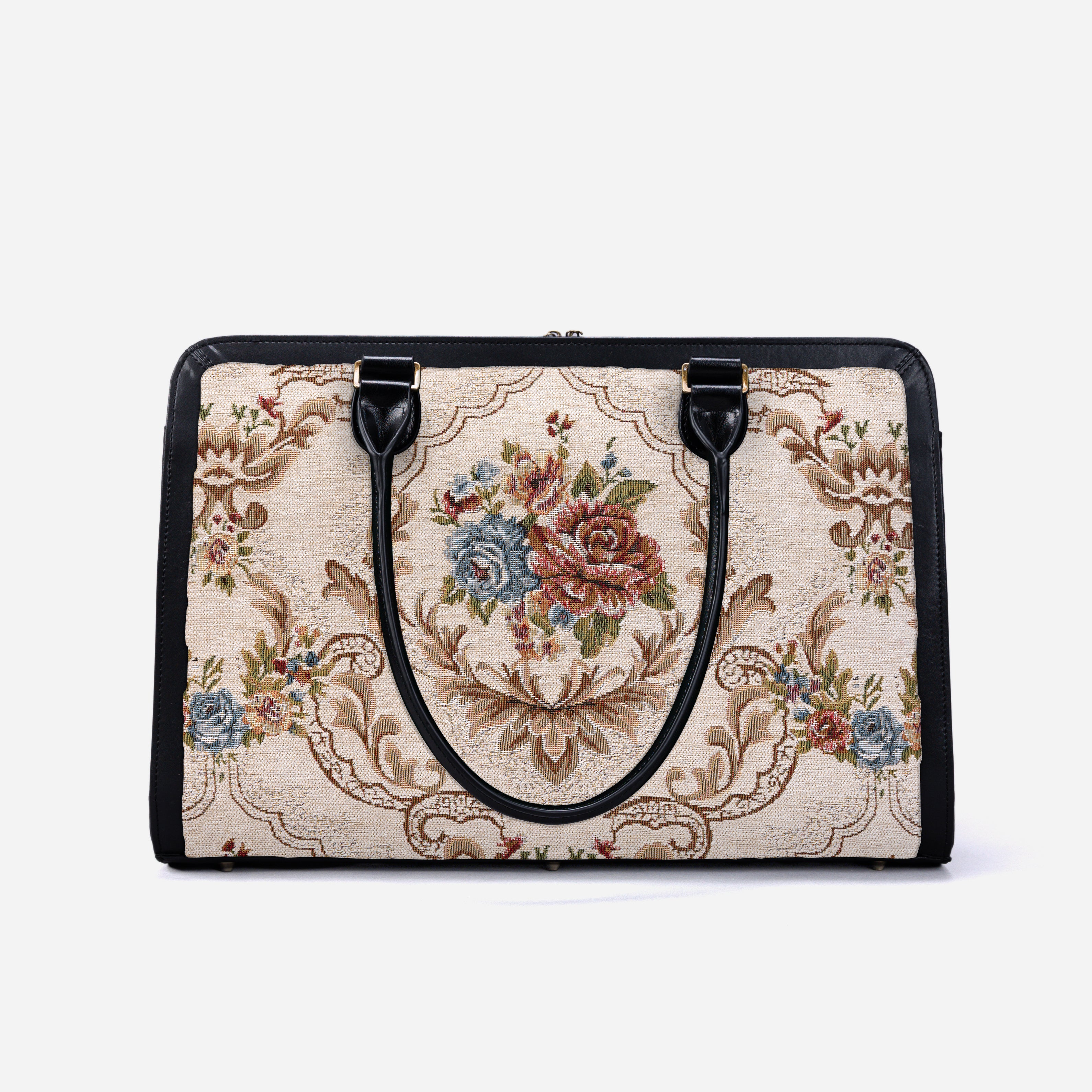 Floral Cream Business Tote back