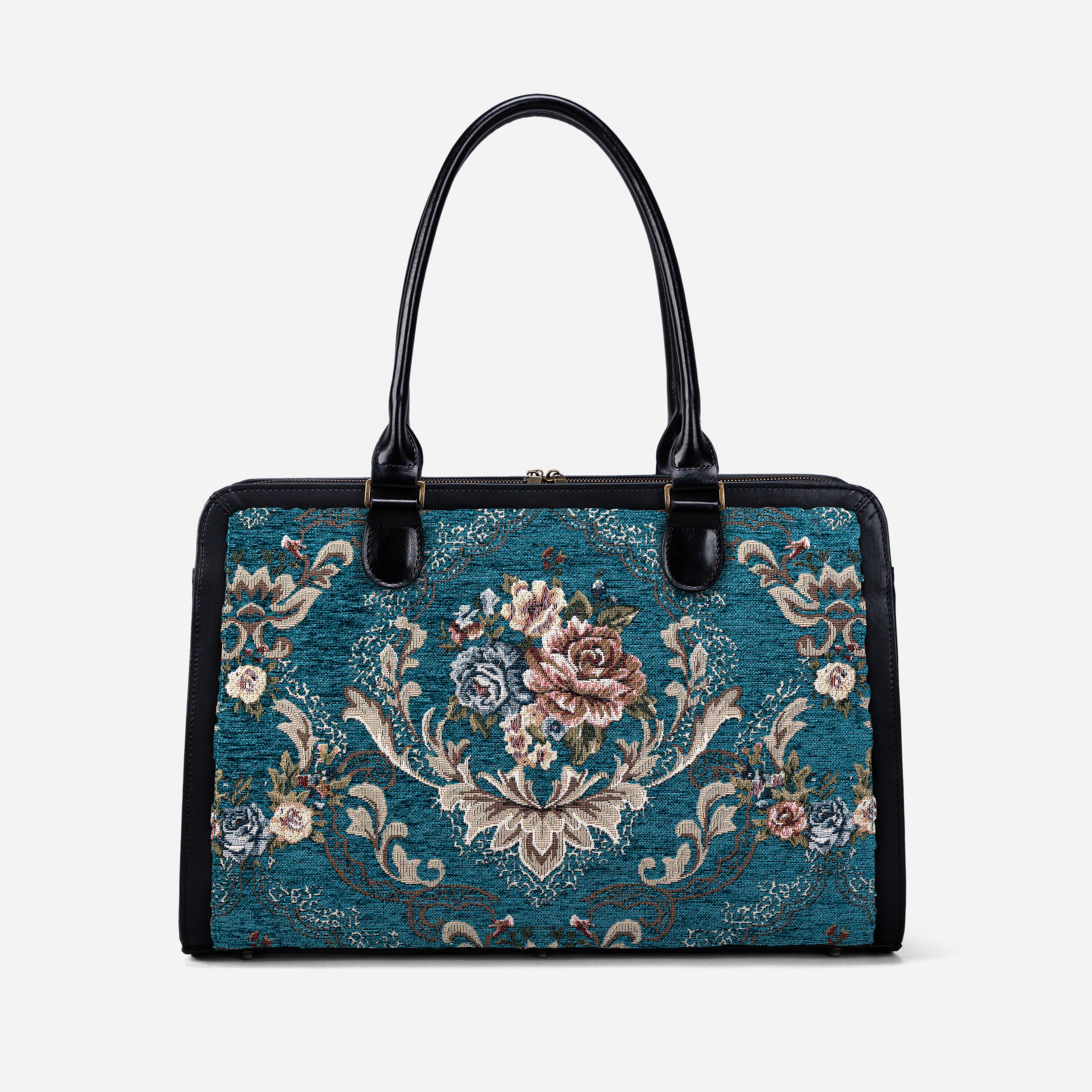 Floral Teal Business Tote front